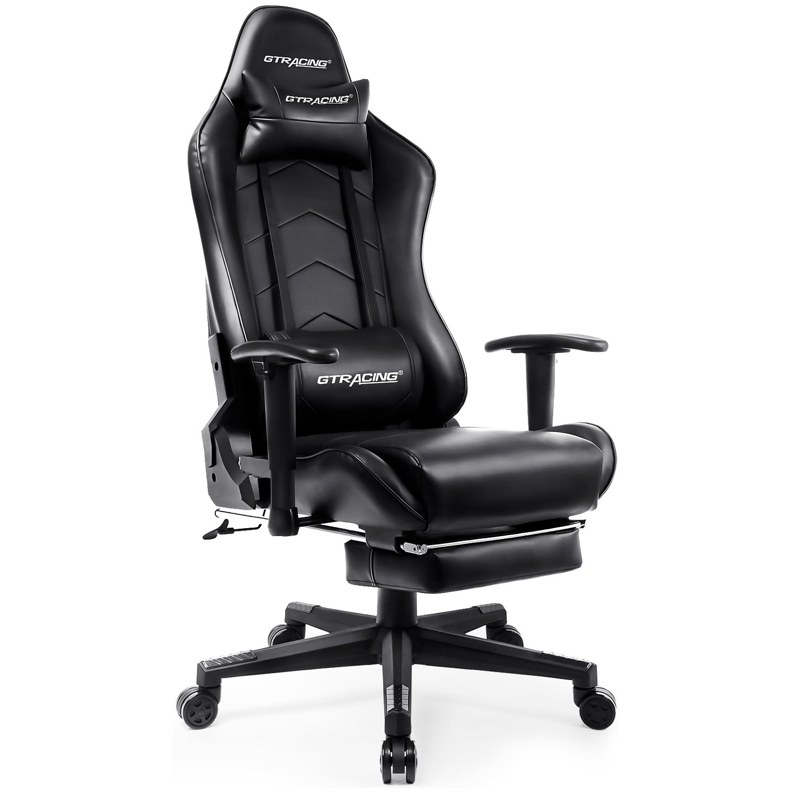 GTRACING Big and Tall Gaming Chair with Footrest - Adjustable Recliner Office Executive Chair with Headrest & Lumbar Support - Heavy Duty Ergonomic Desk Chair for PC Gamers & Home Office (Black) - Perfect for Esports, Streaming & Long Work Sessions