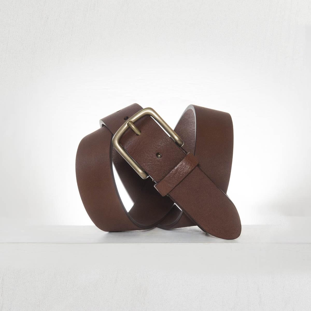 3.5cm Genuine Bull Grained Leather Belt for Men - Classic Tan Brown - Durable Dress & Casual Belt for Office, Jeans & Everyday Wear