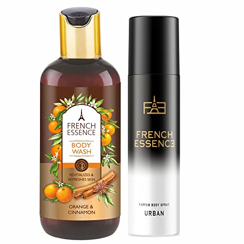 French Essence Combi Pack - Orange Cinnamon Body Wash & Gas-Free Deodorant (420ml) for Men | Refreshing Daily Shower & Long-Lasting Freshness | Perfect for Gym, Work & Travel