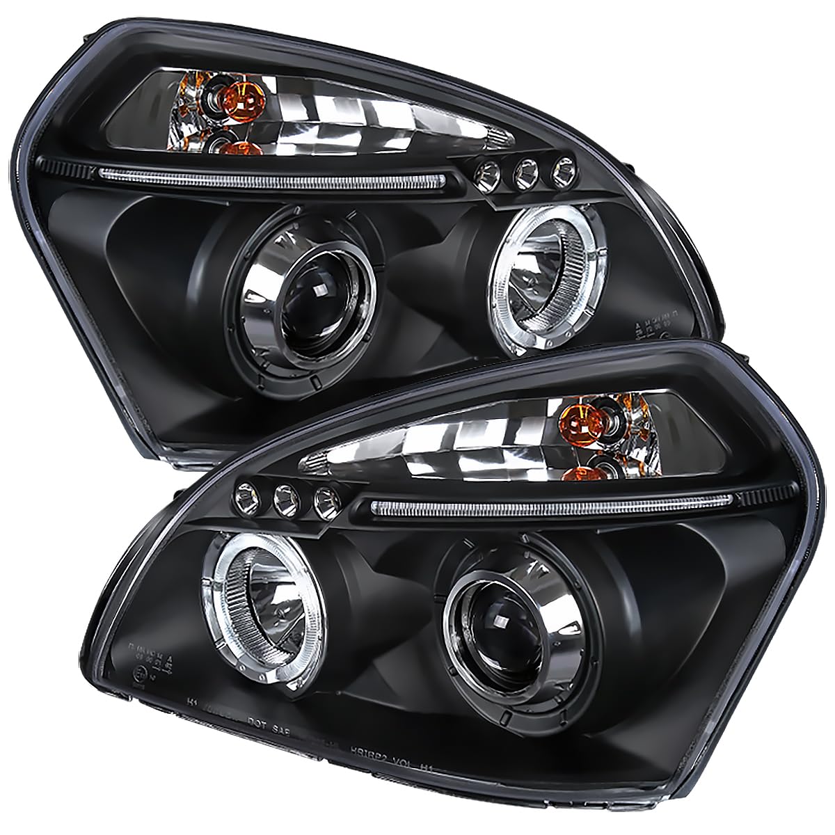 05-09 LED DRL Halo Projector Headlights - Black Pair (Left & Right) for Enhanced Night Driving & Stylish Look
