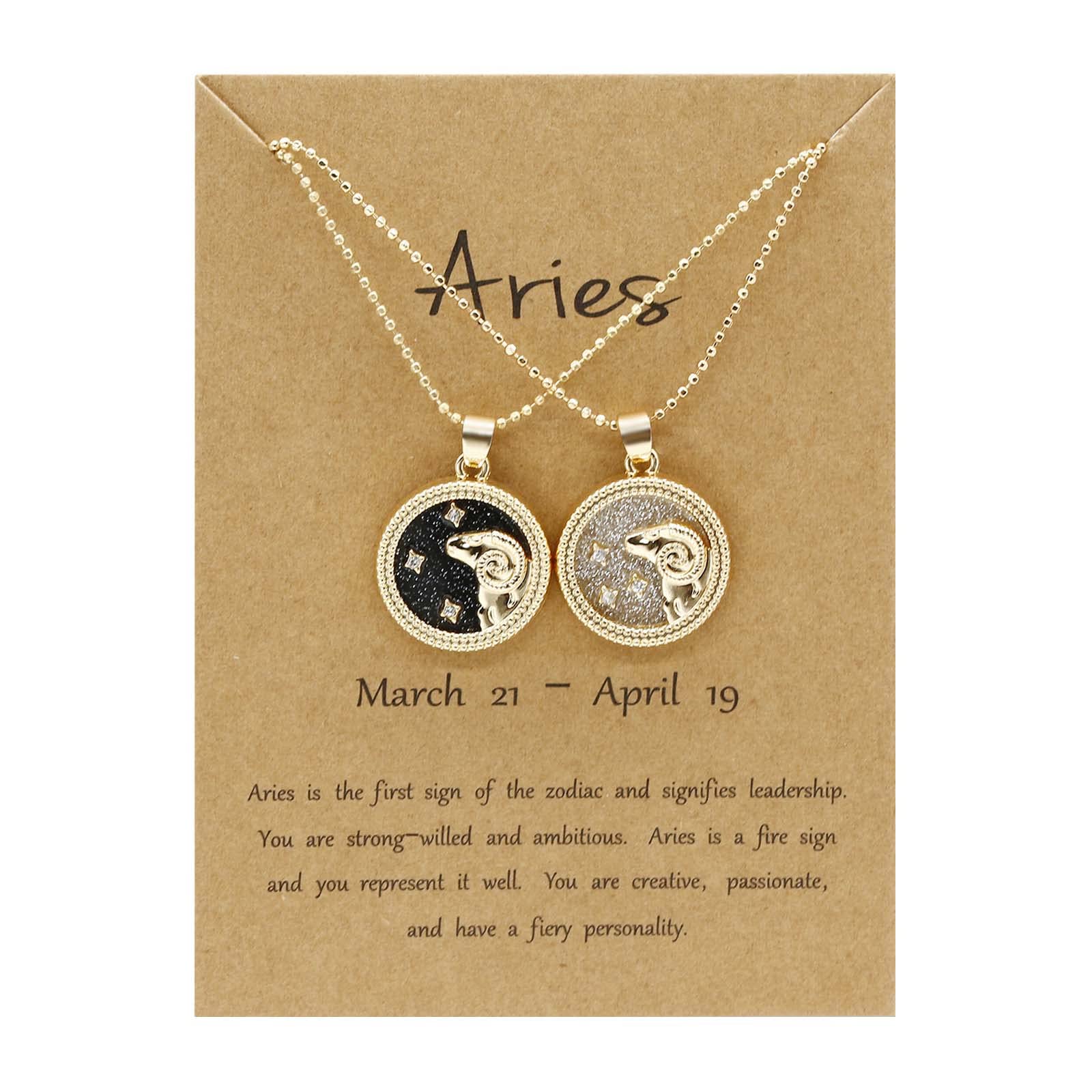 HETICA 12 Zodiac Necklace Set - 2 Pcs Day & Night Pendant with CZ Stones, Gold Plated Star Sign Jewelry for Men, Women & Teens - Perfect Birthday Gift for Astrology Lovers (Ideal for Daily Wear, Special Occasions & Gift Giving)