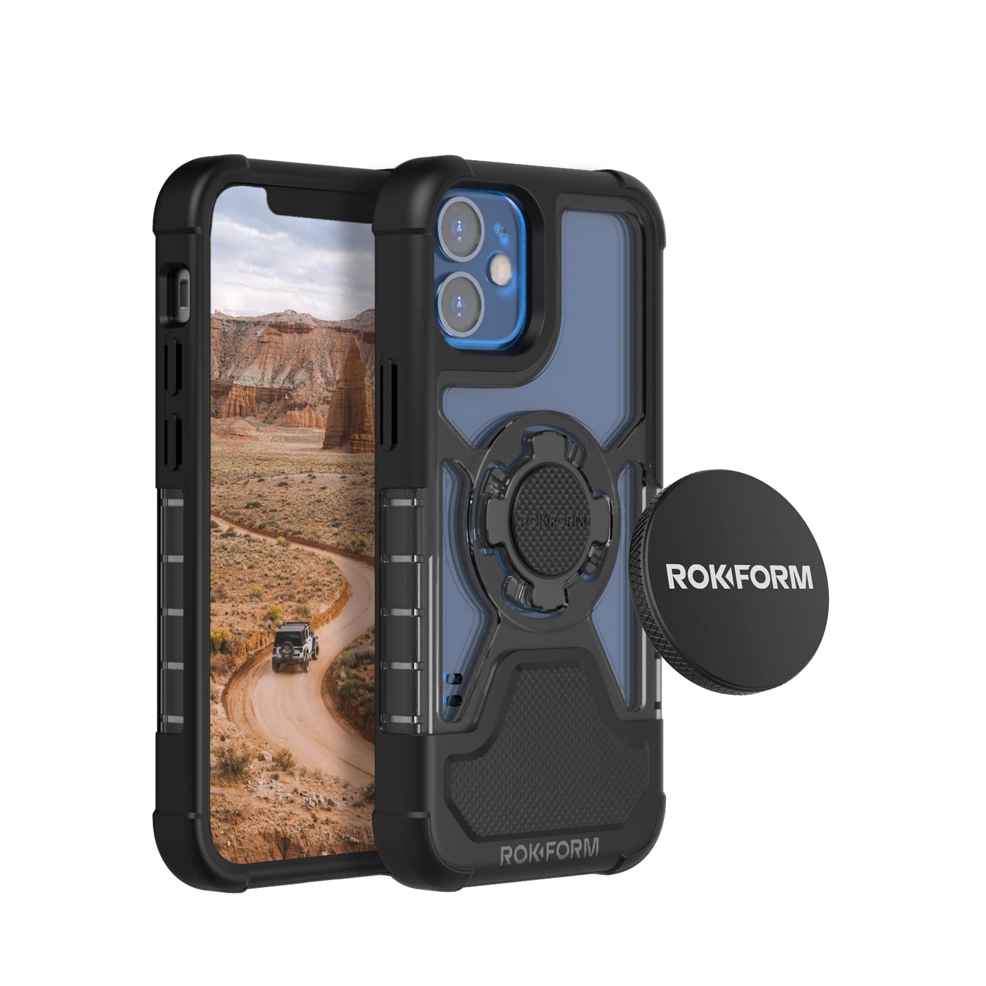 Rokform iPhone 12 Mini Crystal Case with Low Pro Magnetic Phone Mount - Durable Protection & Secure Mounting for Driving, Cycling, and Outdoor Adventures