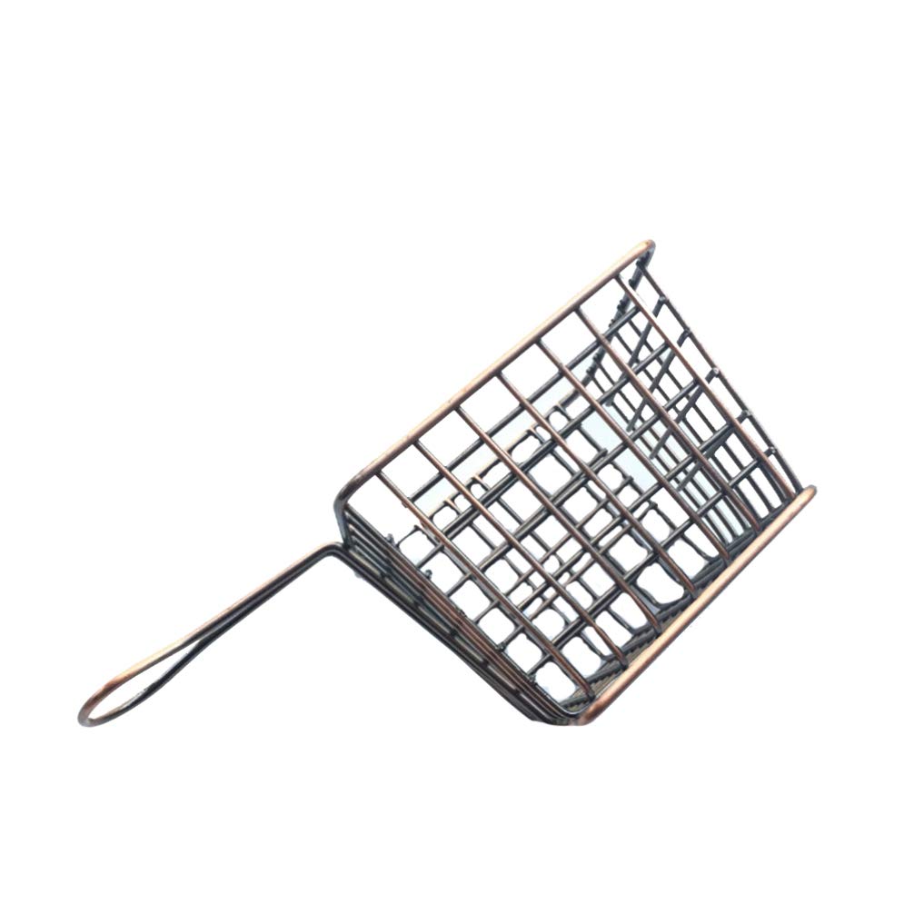UPKOCH Stainless Steel Deep Fry Basket - Square Fryer Basket for Chips, Chicken, Fish & More - Perfect for Serving Fried Food at Parties, Restaurants & Home Kitchens (Black)