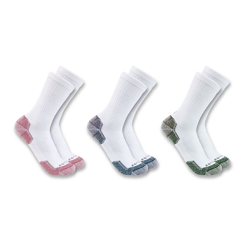 Carhartt Women's Midweight Cotton Blend Crew Socks 3-Pack (SC2823) - Durable Work Socks for Everyday Comfort & Support