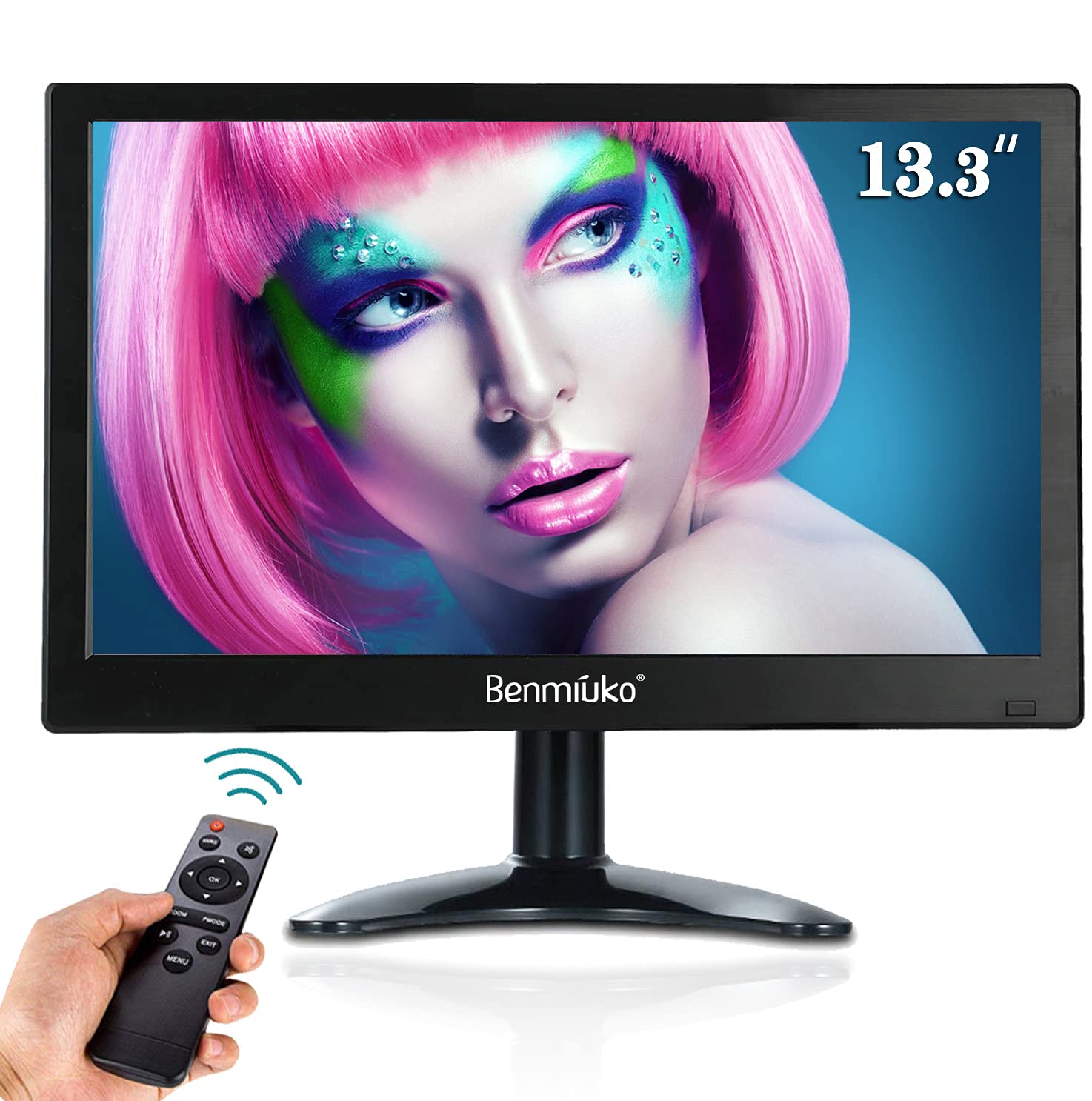 13.3 Inch Portable IPS LCD Monitor - 1920x1080 Full HD HDMI Display for CCTV Security Cameras, PC, Gaming & Surveillance - Multi-Function with AV/BNC/VGA/USB Inputs - Ideal for Home Security, Office Monitoring & Mobile Workstations