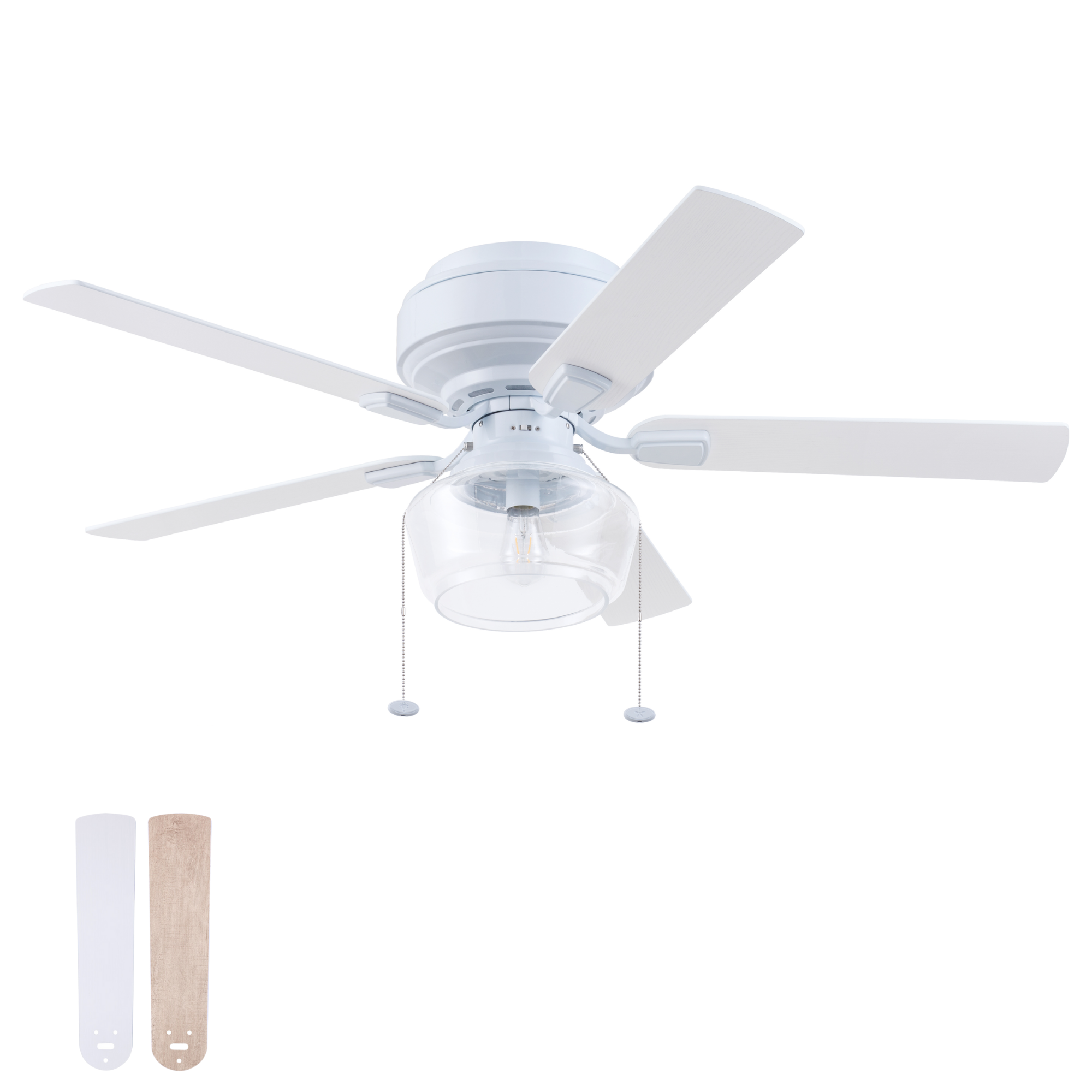 52 Inch White MaCenna Ceiling Fan with Pull Chain & Quick Attach™ - Perfect for Living Room, Bedroom, and Office Spaces