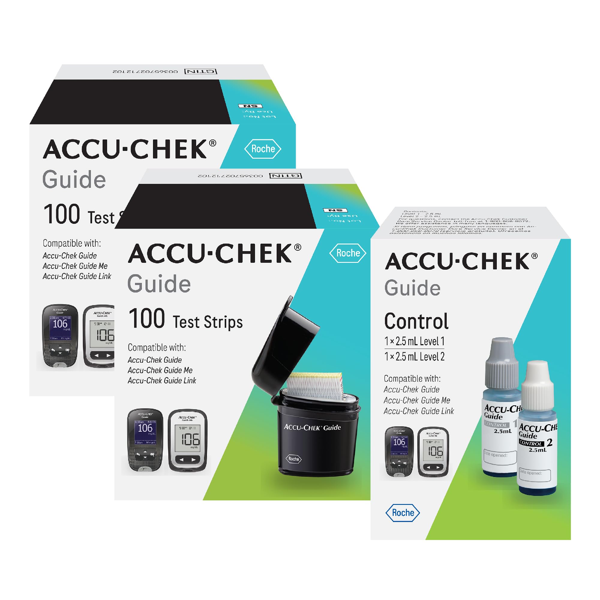 Accu-Chek Guide Blood Glucose Test Strips Kit - 200 Strips with Control Solution for Diabetes Monitoring | Accurate Blood Sugar Testing at Home, Travel & Clinic Use