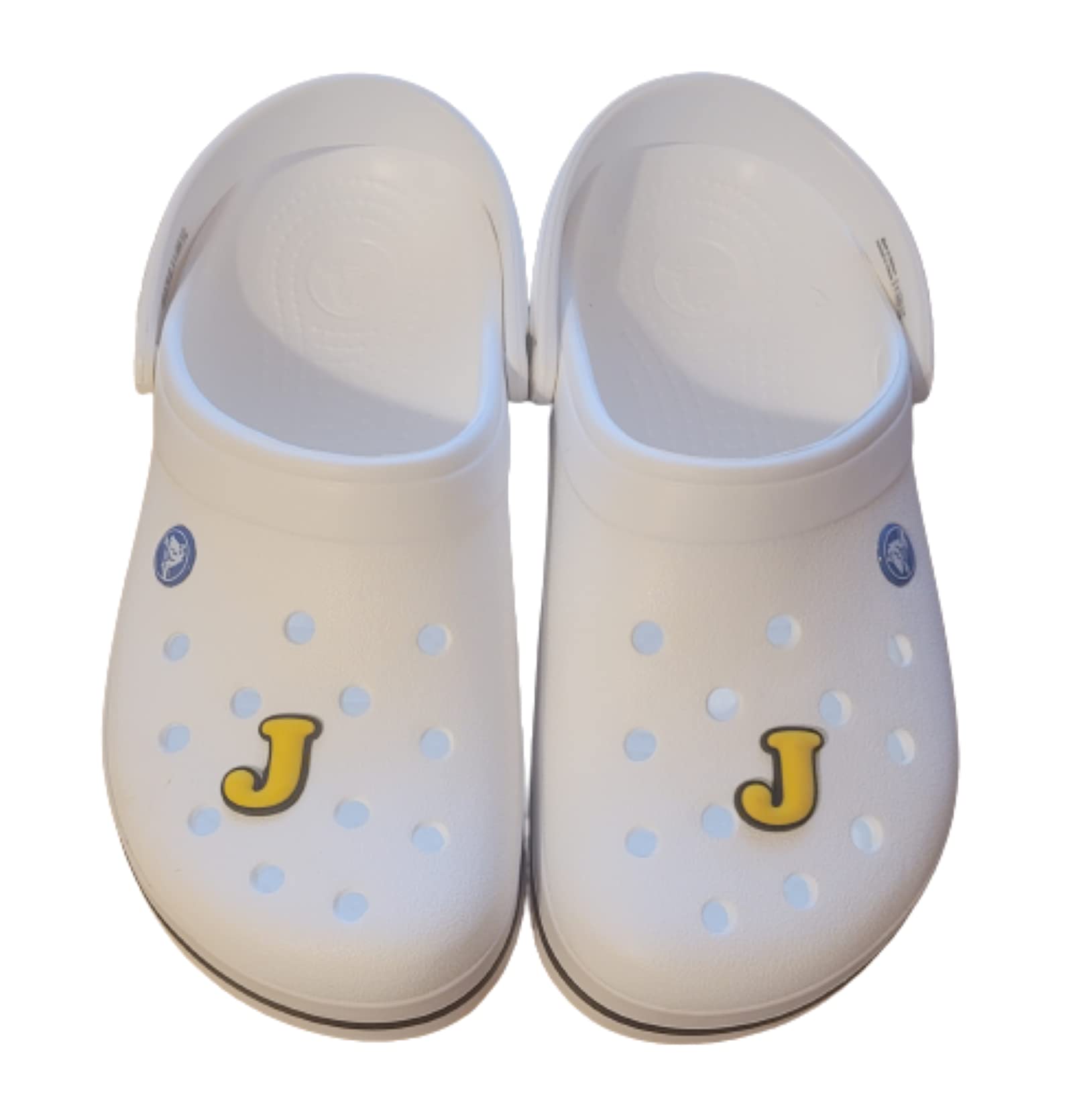 Letter J Shoe Charms for Crocs Clogs - Set of 2 Alphabet Shoe Accessories - Perfect for Personalizing Kids & Adult Crocs, Great for Gifts, Parties & DIY Decor