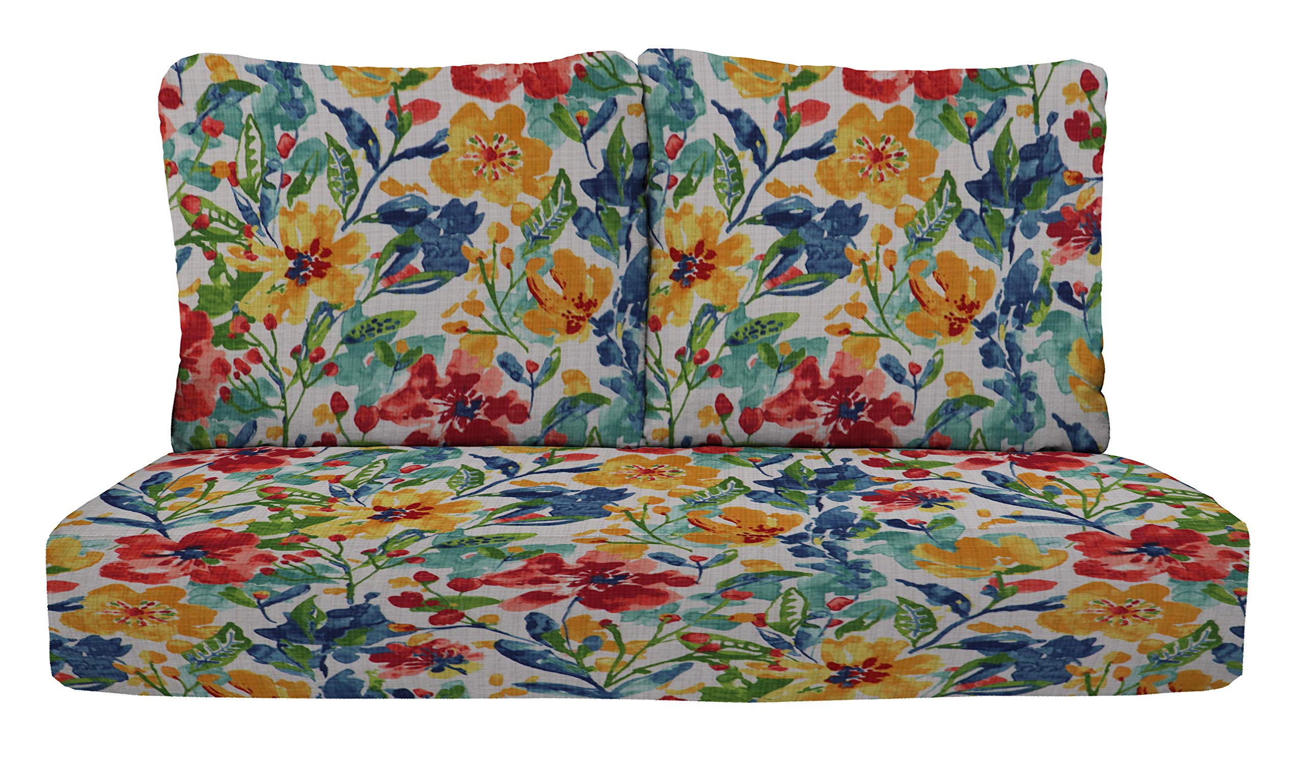 RSH DECOR: 46” x 26” Deep Seating Loveseat Cushion Set - All-Weather Spun Fabric, Outdoor Foam Settee & Pillow Back Cushions for Patio Furniture - Oakmont Hightown Festival Collection - Perfect for Outdoor Living, Garden, Deck & Poolside Relaxation