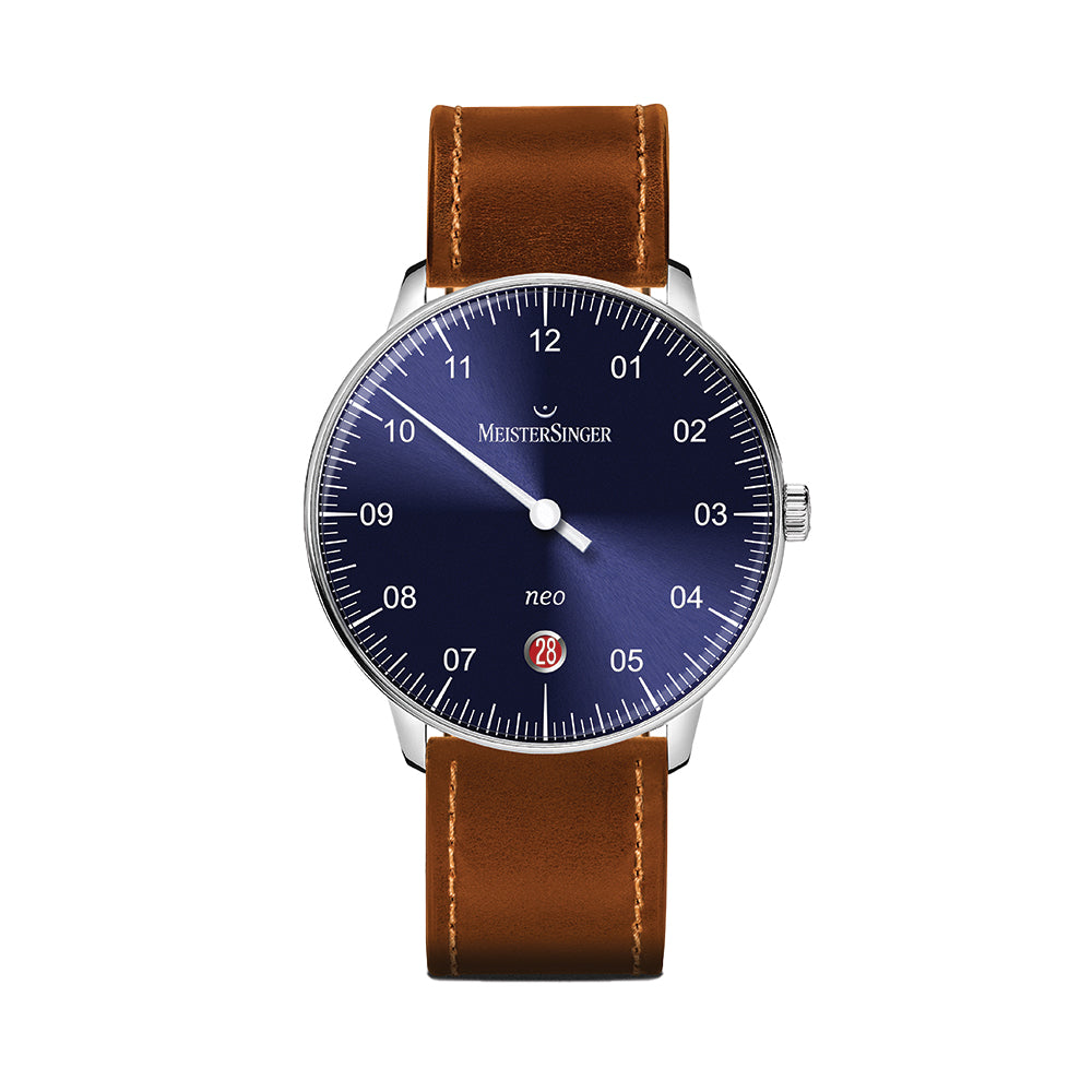 Neo Automatic 36mm Blue Dial Men's Watch with Genuine Cordovan Leather Strap - Perfect for Business, Casual Wear & Special Occasions