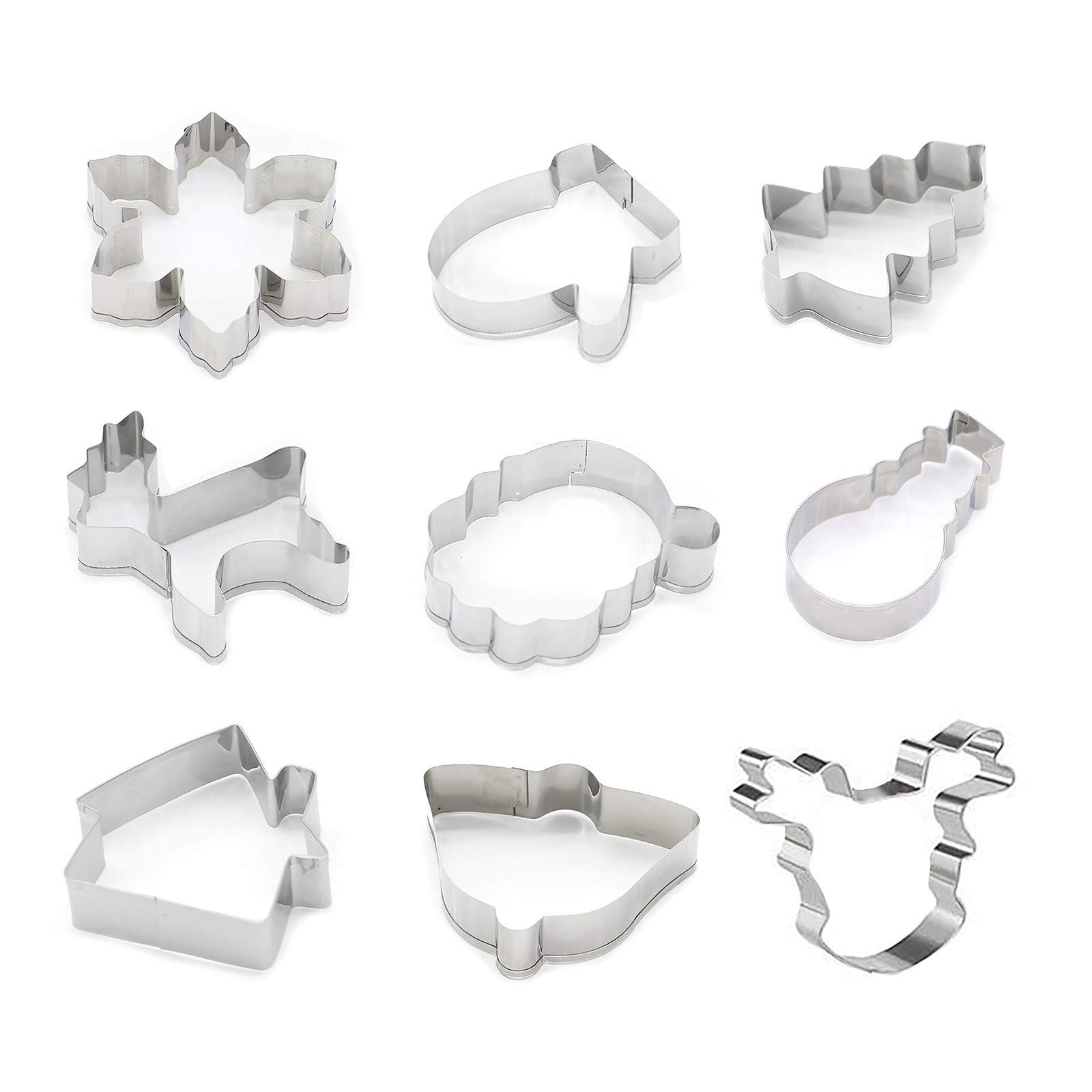 Heart Shaped 3D DIY Baking Mold Set - 9 Piece Cookie & Cake Decorating Tools for Christmas, Kitchen, Dining & Bar (Silver, One Size) - Perfect for Holiday Baking, DIY Desserts, and Party Treats