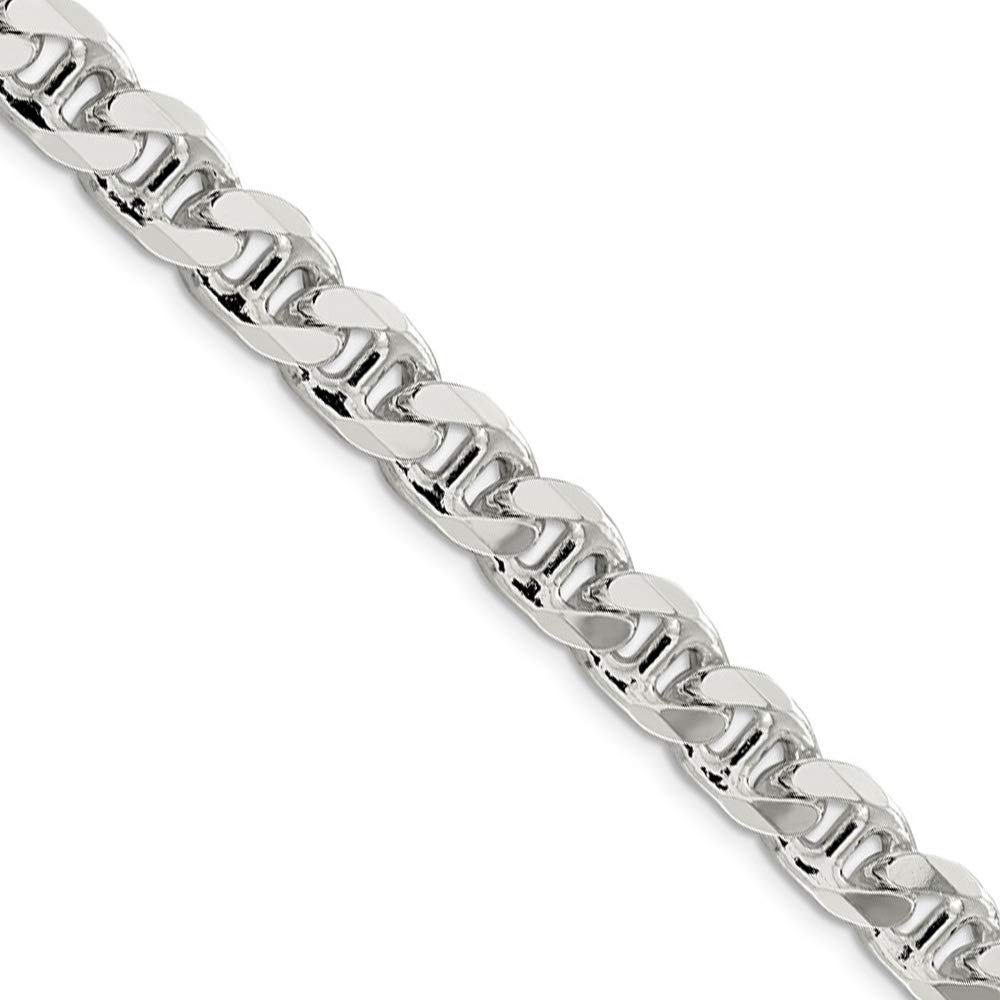9mm Sterling Silver Cuban Chain Necklace for Men - Anchor Style for Casual Wear