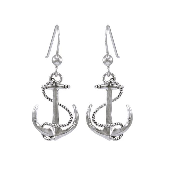 Peter Stone Sterling Silver Anchor Rope Earrings - Nautical Beach Jewelry for Women, Perfect for Boating, Sailing & Summer Vacation Outfits