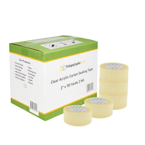 PSBM 2 Inch x 110 Yards Clear Packing Tape - 1368 Pack (2 Mil) | Heavy Duty Shipping, Moving & Storage Packaging Tape | Perfect for Box Sealing, Warehouse Use & E-commerce Shipping