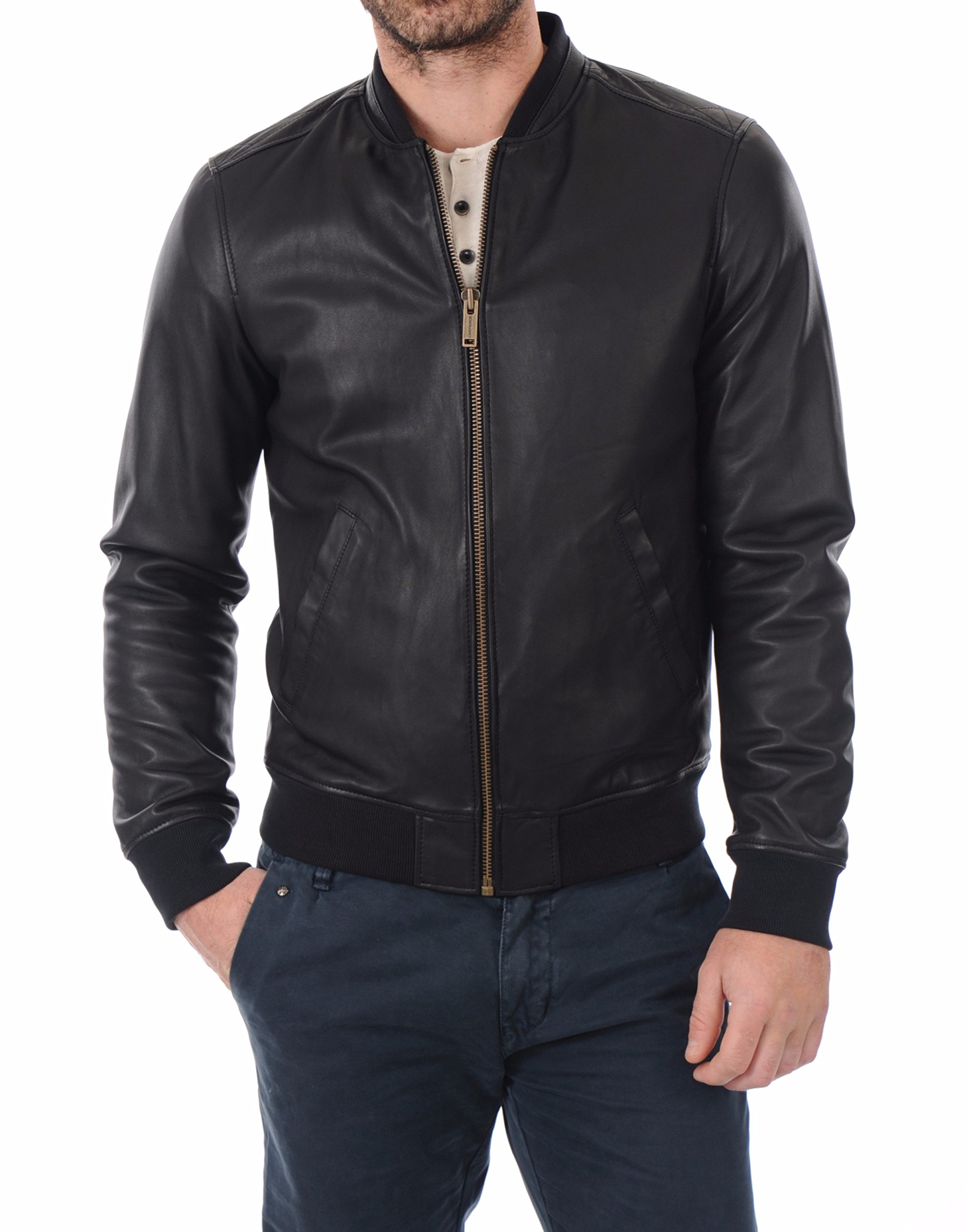 Premium Men's Lambskin Leather Bomber Jacket - Classic Biker Style for Motorcycle Riding & Casual Wear | Genuine Soft Leather Jacket for Men's Fashion & Outdoor Activities