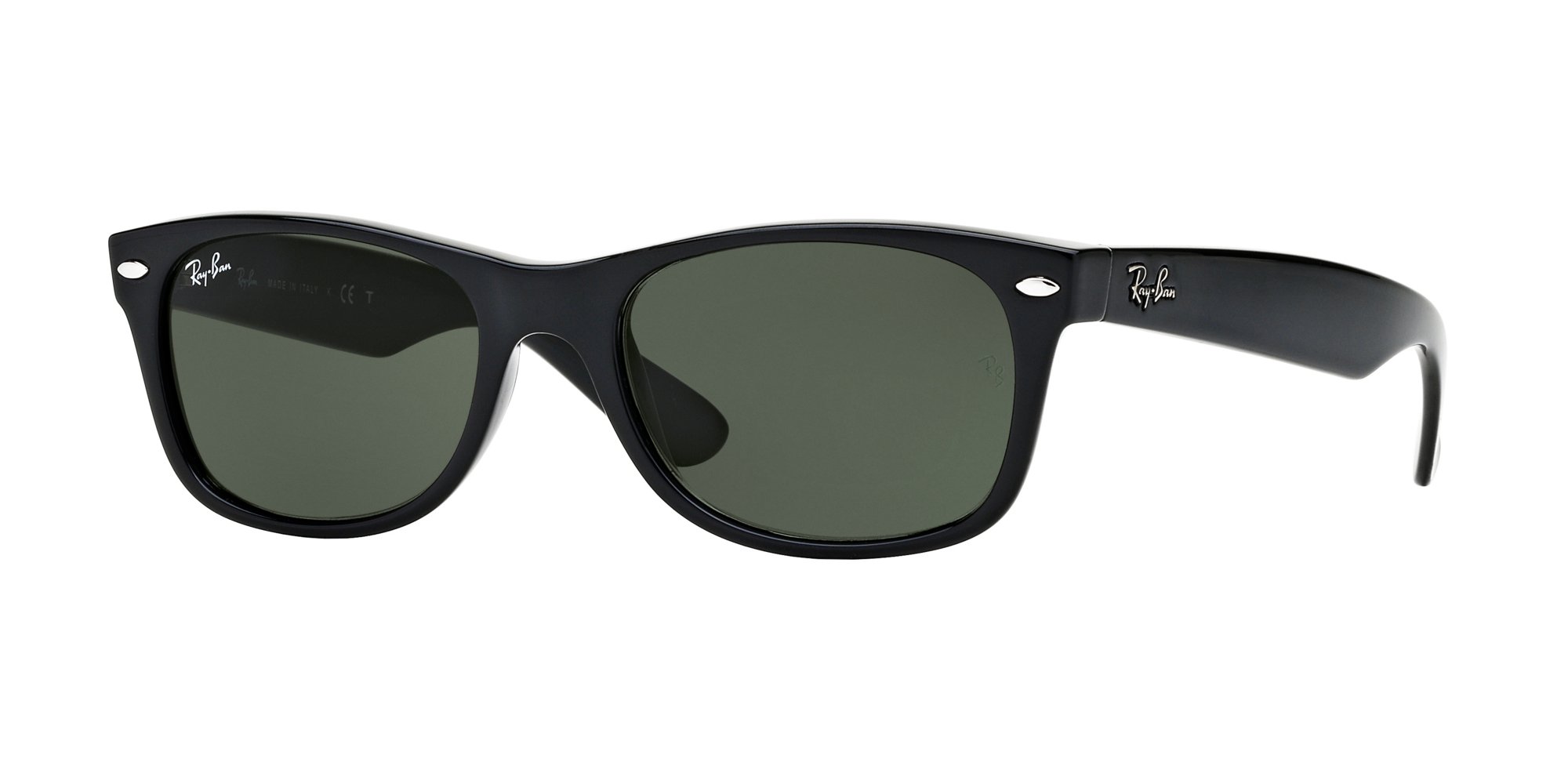 Ray-Ban RB2132 New Wayfarer Sunglasses for Men & Women - 58mm Black Frame with Solid Black Lenses - UV Protection, Classic Style for Driving, Beach & Outdoor Activities