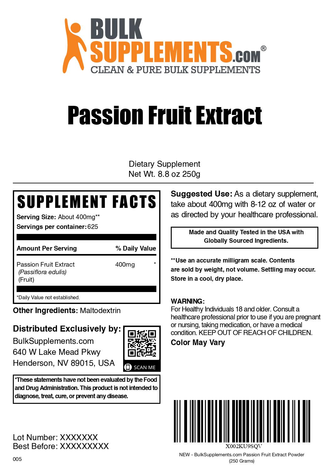 Premium Organic Passion Fruit Extract Powder - 100% Pure, Natural & Vegan - Supports Immunity & Digestion - Perfect for Smoothies, Baking & Healthy Recipes
