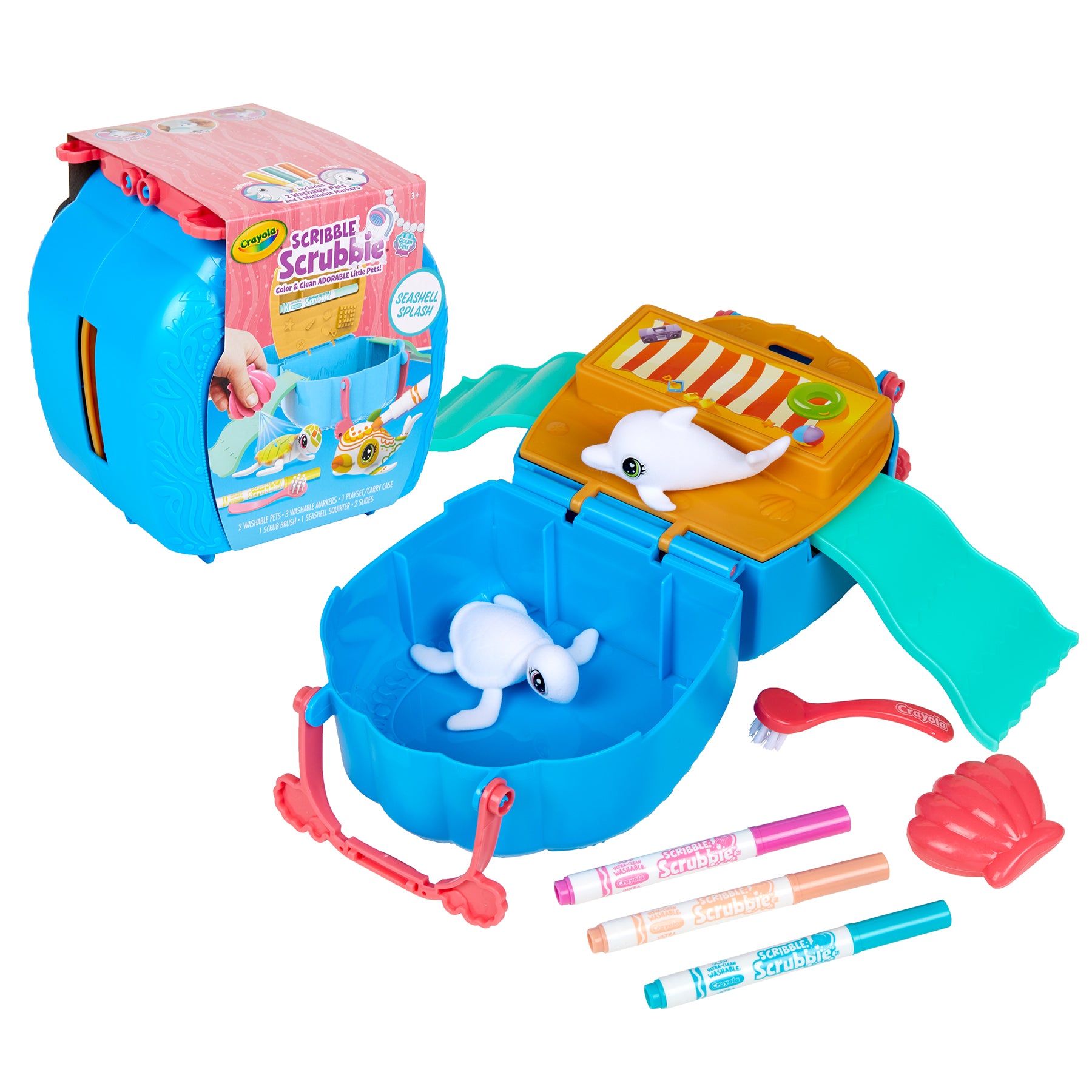 Crayola Scribble Scrubbie Ocean Pets Playset - Washable & Reusable Animal Toys for Kids, Creative Art Set with 6 Sea Creature Figures & Stickers - Perfect for Bath Time, Playroom & Birthday Gifts