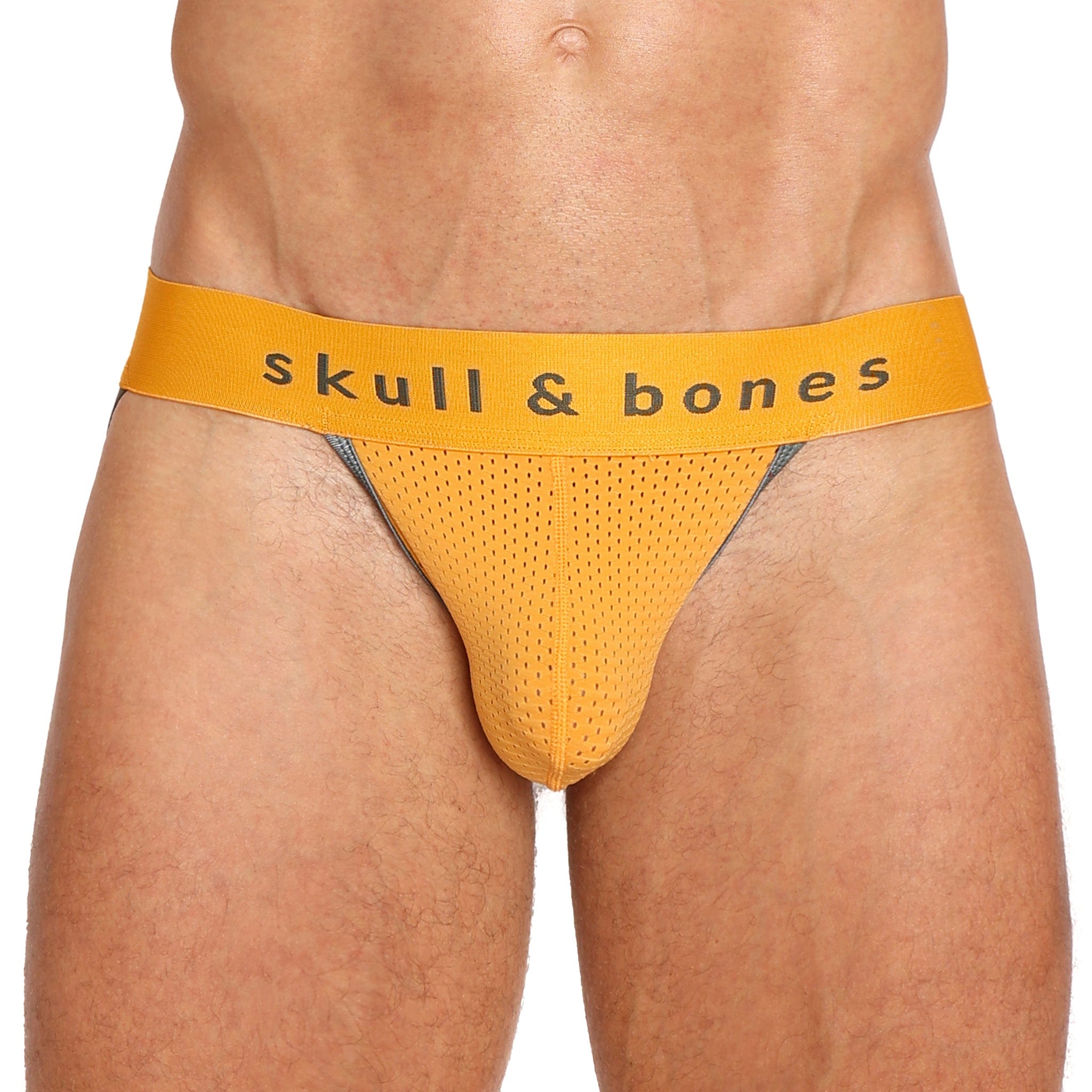 High-Performance Orange Mesh Jockstrap for Men - Breathable & Supportive Athletic Underwear for Running, Gym & Sports