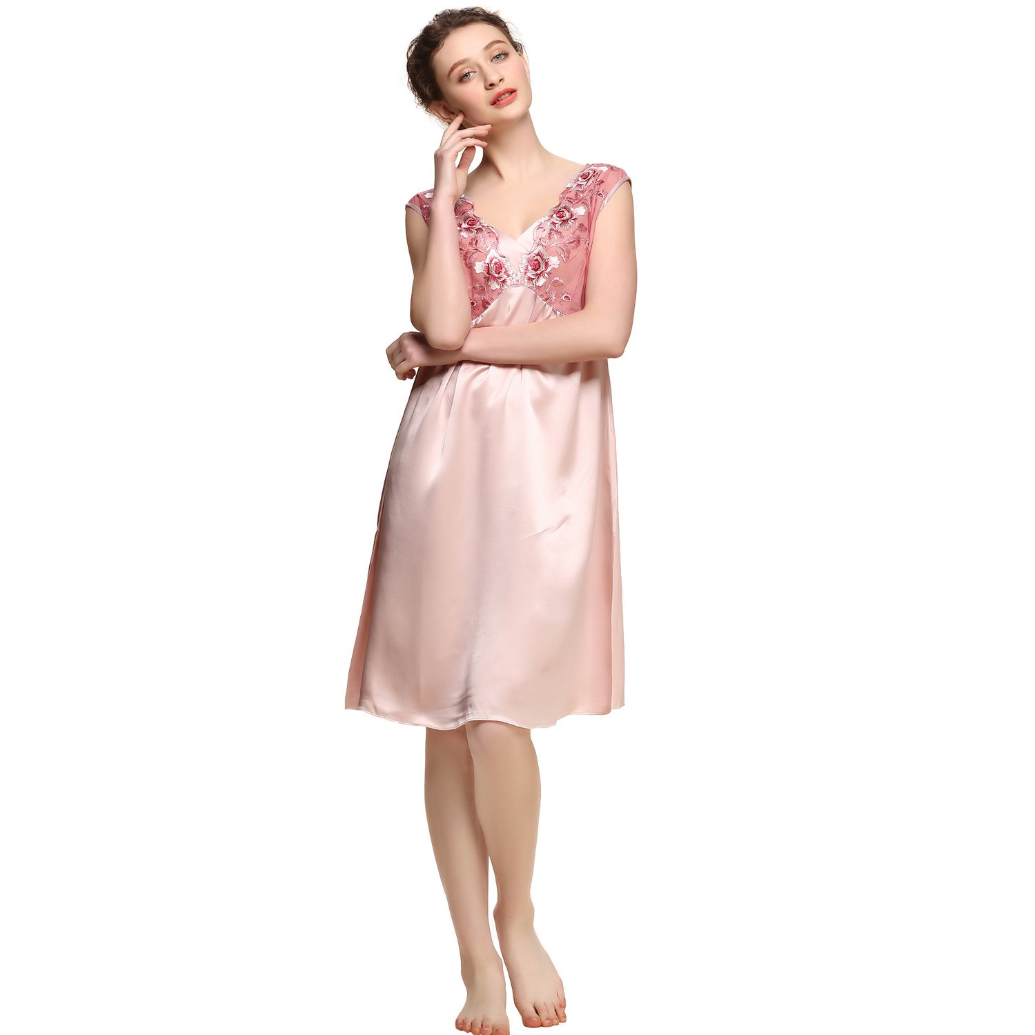 LoveSilk Women's 19mm Pure Silk Sleepwear Dress Nightgown - Soft & Comfortable Silk Nightwear for Women, Perfect for Sleeping, Lounging & Relaxing at Home