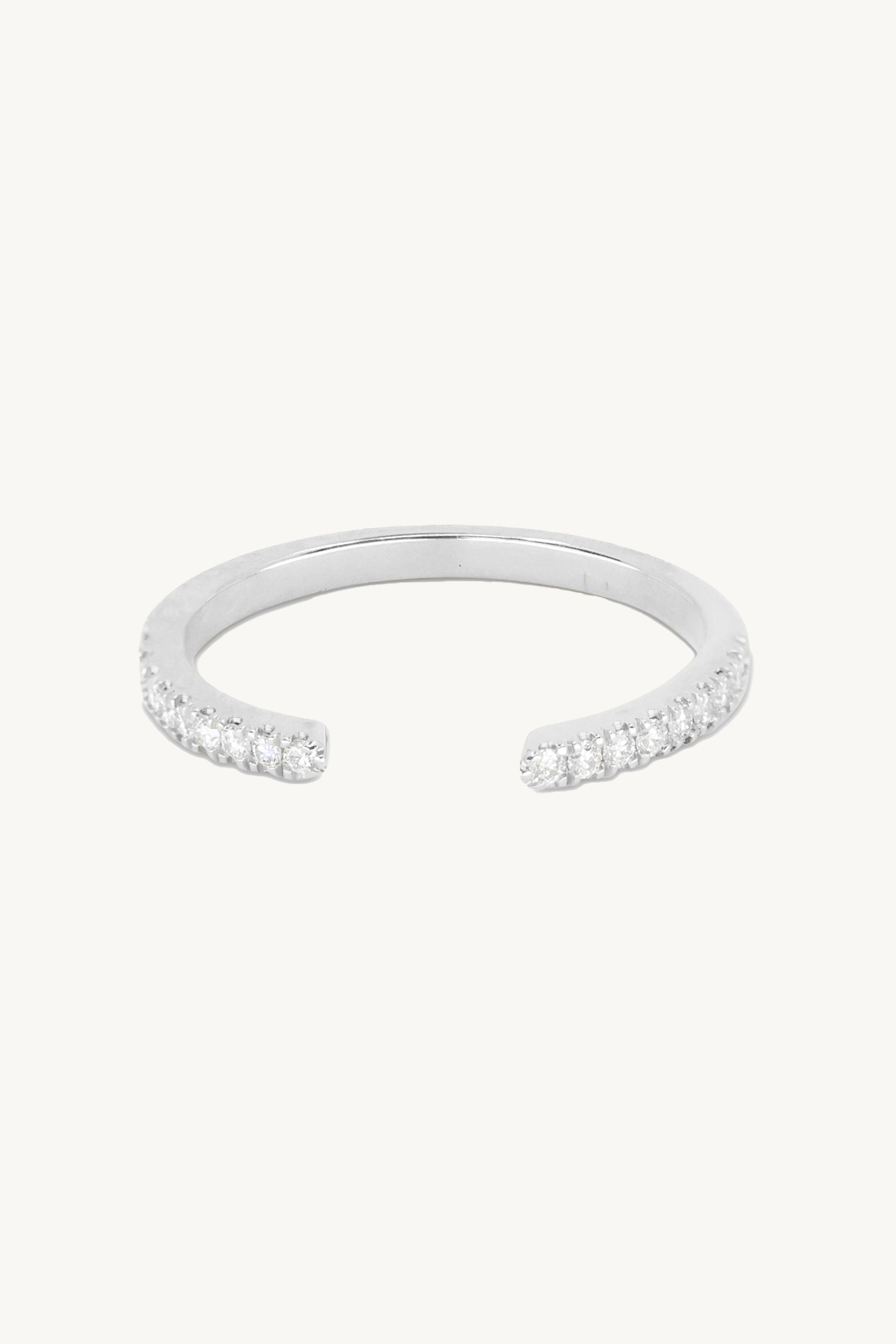 14K White Gold Open Diamond Wedding Band Ring for Women - Elegant Bridal Jewelry for Engagement, Anniversary & Special Occasions