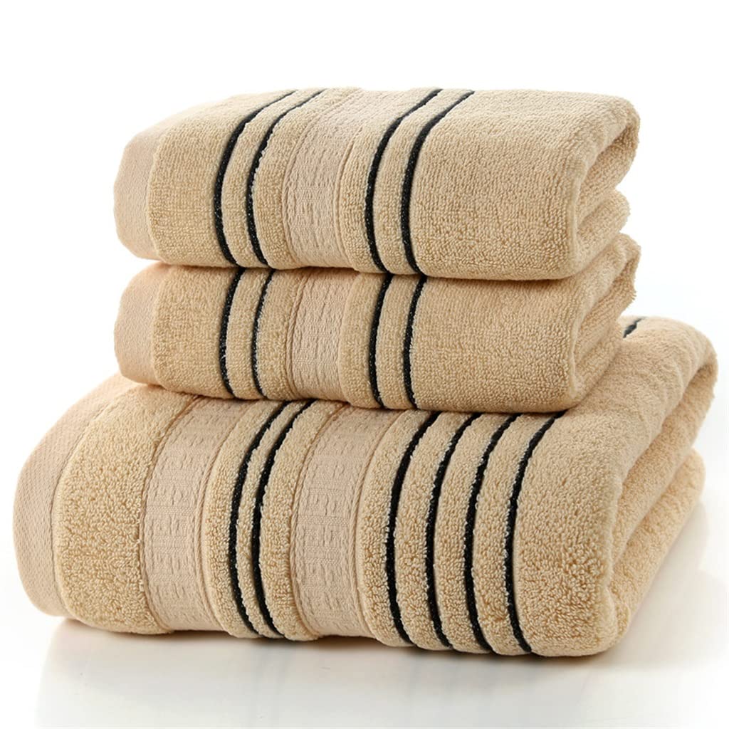 Premium Gray Men's Cotton Bath Towel Set - Soft Absorbent Washcloth & Bath Towel for Shower, Gym, Camping & Travel - Quick Dry Bathroom Essentials (Brown, 2-Piece Set) - Perfect for Home, Spa, Beach & Outdoor Adventures