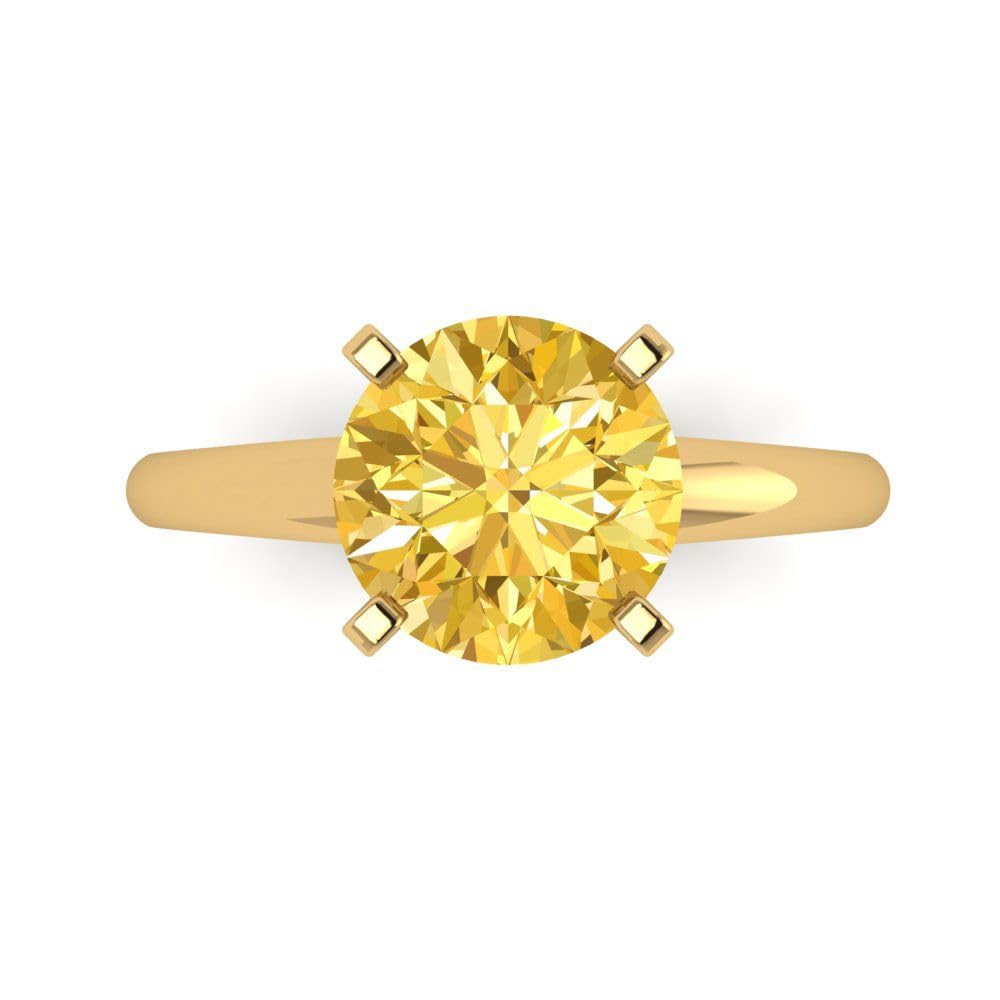 2.50ct Round Cut Natural Yellow Citrine Solitaire Engagement Ring in 18K Yellow Gold - Perfect for Bridal, Promise, and Anniversary Celebrations