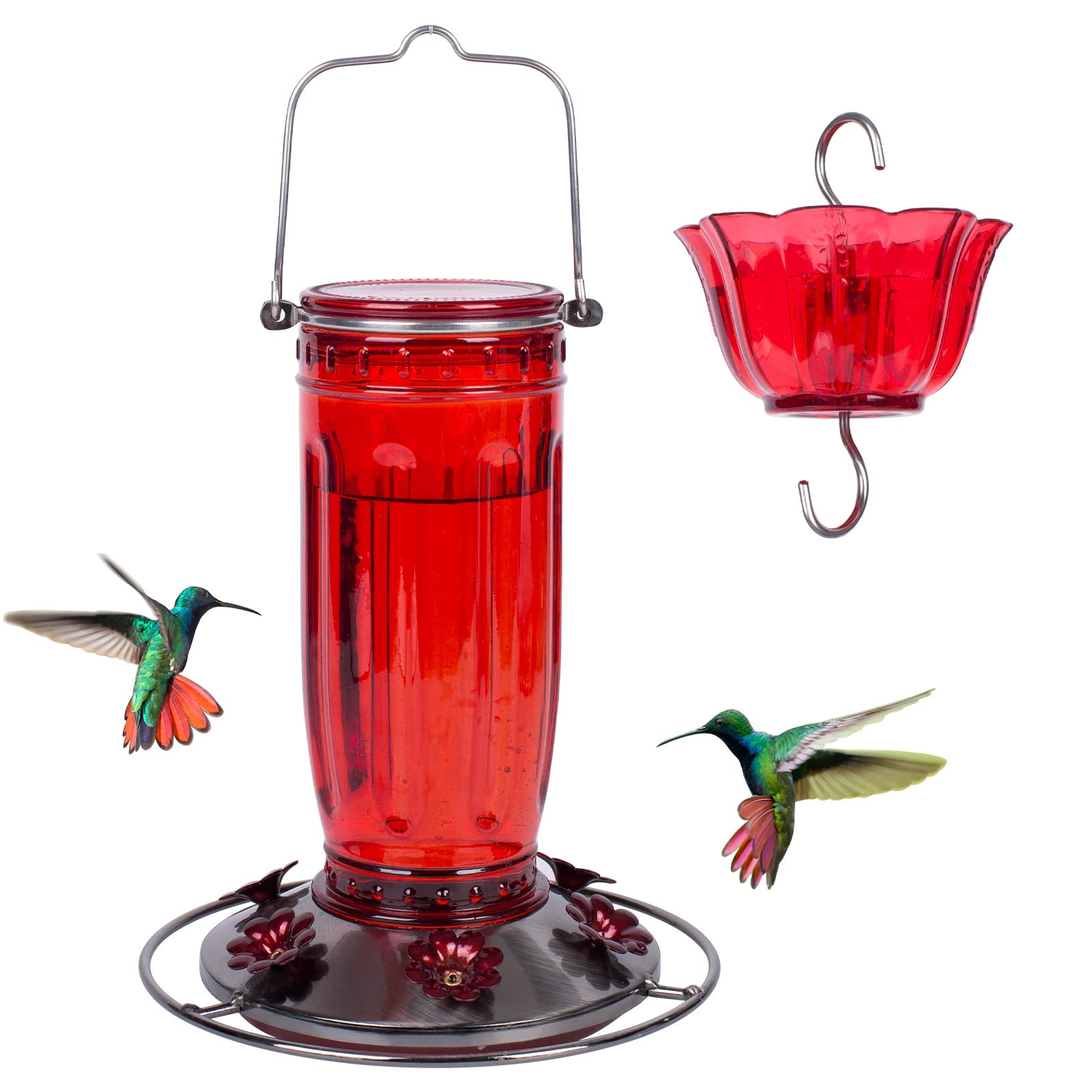 Kingsyard Heavy Duty Deck Railing Hooks - Durable Glass Hummingbird Feeder for Outdoor Gardens, Patios & Decks - Attract Hummingbirds to Your Backyard