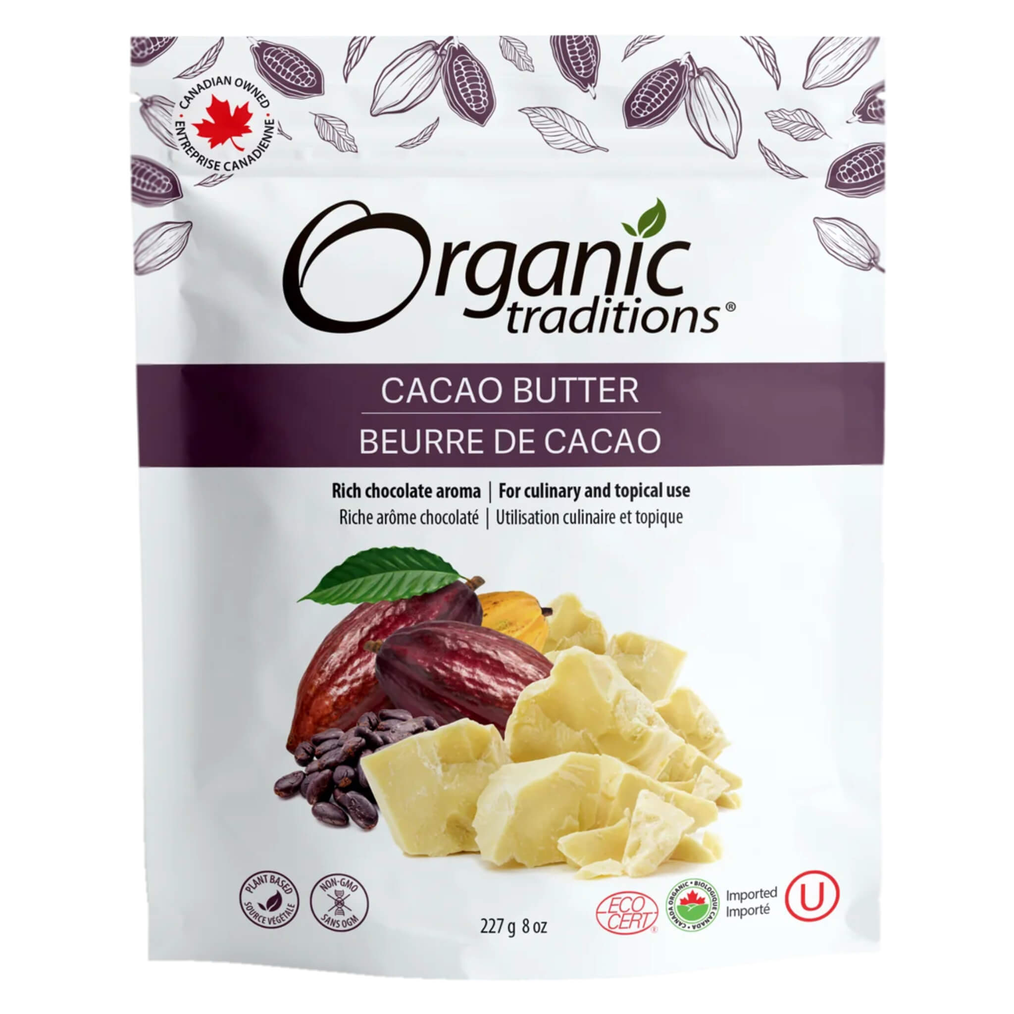 Organic Raw Cacao Butter 8oz (227g) - Premium Grade for Baking, Skincare & DIY Chocolate Making - Perfect for Homemade Treats and Natural Beauty Recipes