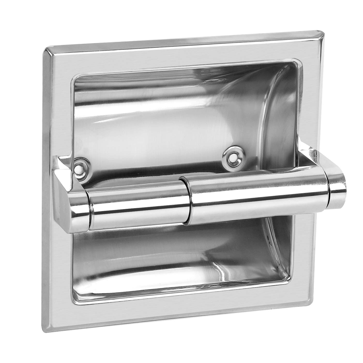 KEILEOHO Recessed Toilet Paper Holder - Mirror Finish Stainless Steel Built-in Tissue Paper Rack - Anti-Corrosion & Stable Wall Mount Roll Paper Dispenser - Fits Cement & Wooden Walls (1 Pack) - Perfect for Bathroom, Kitchen & Office Organization