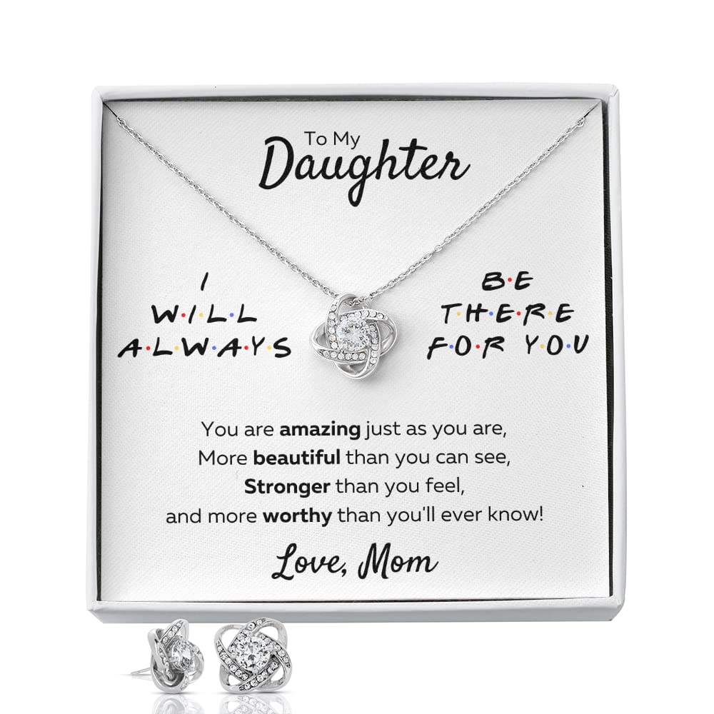 Mother Daughter Necklace Gift Set - Personalized Jewelry Pendant from Mom & Dad with Engraved Message Card & Gift Box | Thoughtful Present for Daughter, Birthday, Anniversary, Graduation | Perfect for Special Occasions & Family Bonding Moments