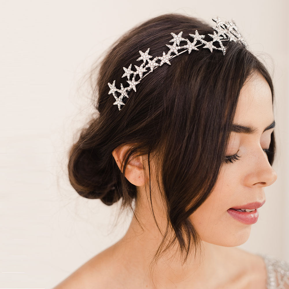 Elara Crystal Embellished Starry Headpiece - Elegant Hair Accessory for Weddings, Parties & Special Occasions