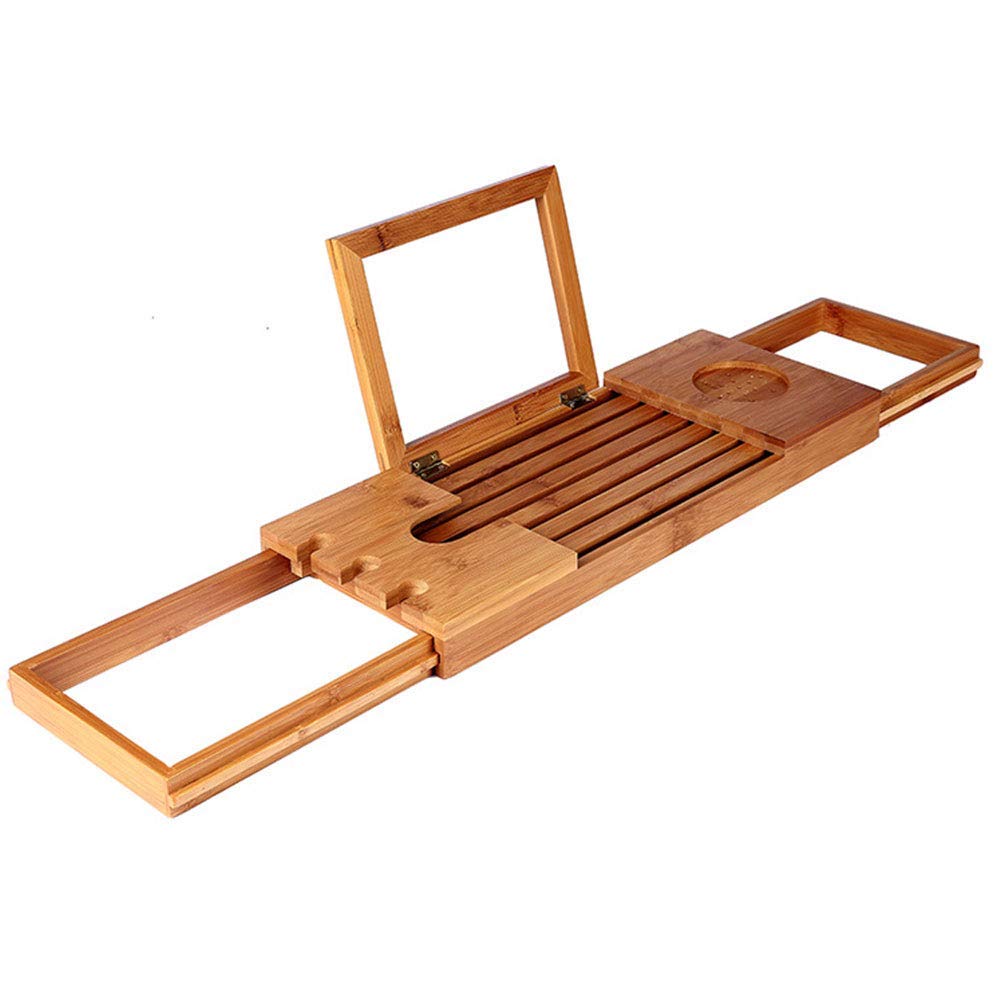 Expandable Bathtub Tray with Wine Glass Holder & Book Stand - Adjustable Bath Caddy Organizer for Relaxing Bath Time | Perfect for Spa Nights, Reading & Wine Enjoyment in Tub