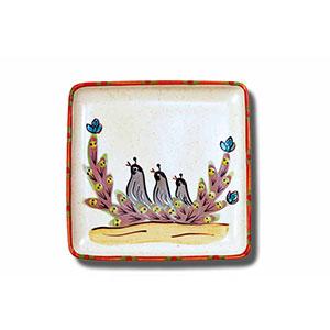 Square Serving Platter with Three Quail Design - Sonoran Desert Inspired Ceramic Dish for Appetizers, Cheese & Charcuterie | Perfect for Dinner Parties, Holiday Entertaining & Home Decor