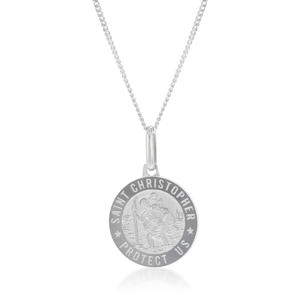 9ct White Gold St. Christopher Medal Pendant - Religious Jewelry for Travel Protection & Blessings - Perfect for Necklaces, Gifts & Everyday Wear