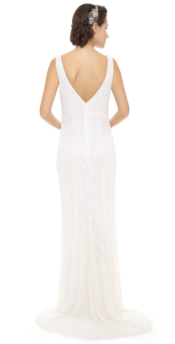 Theia Caitlin 890062 Lace Wedding Dress with Long Train - Perfect for Bridal Ceremony & Formal Events