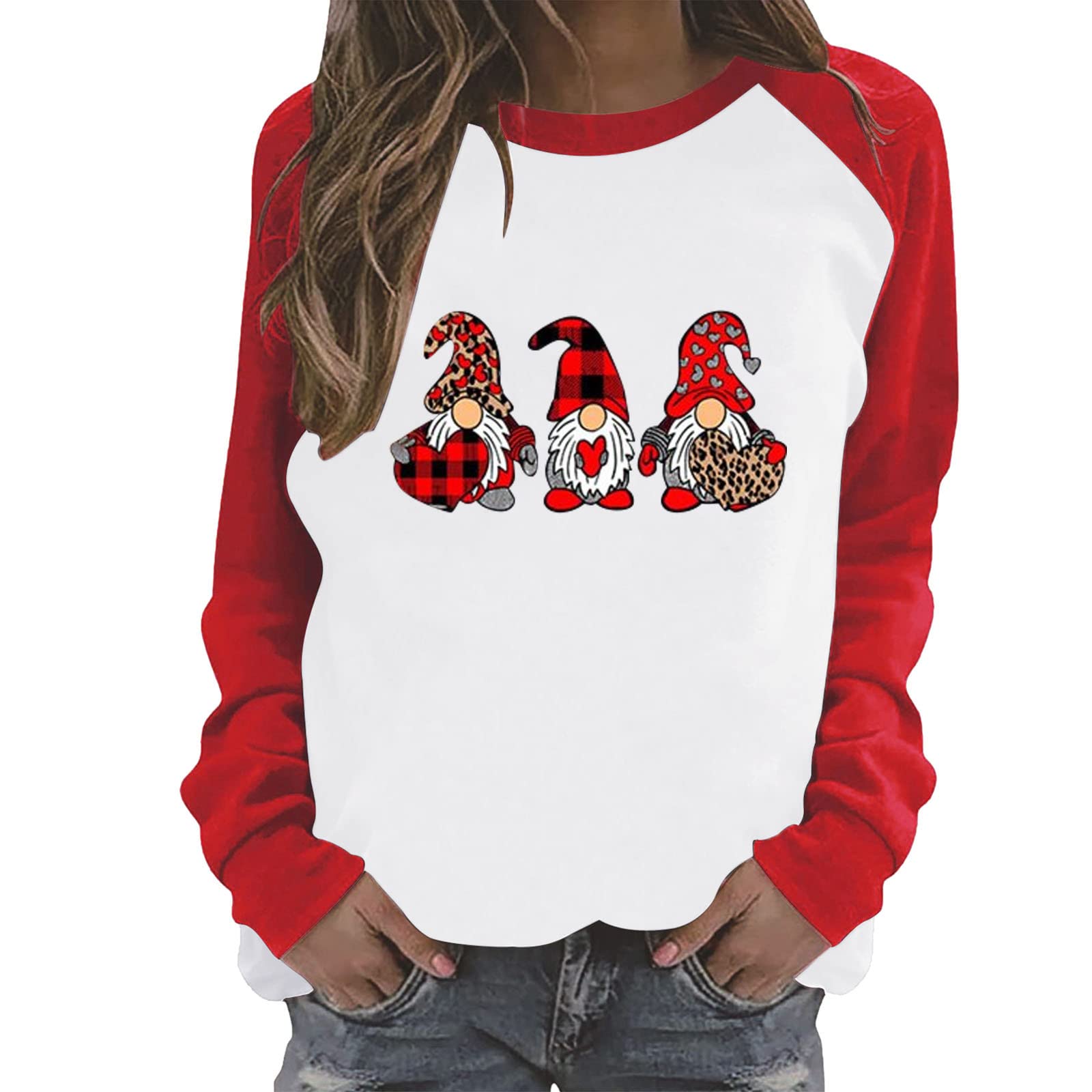 Trendy Women's Valentine's Day Print T-Shirt - Long Sleeve Casual Blouse for Spring & Fall Fashion | Perfect for Date Nights, Office Wear & Weekend Outfits