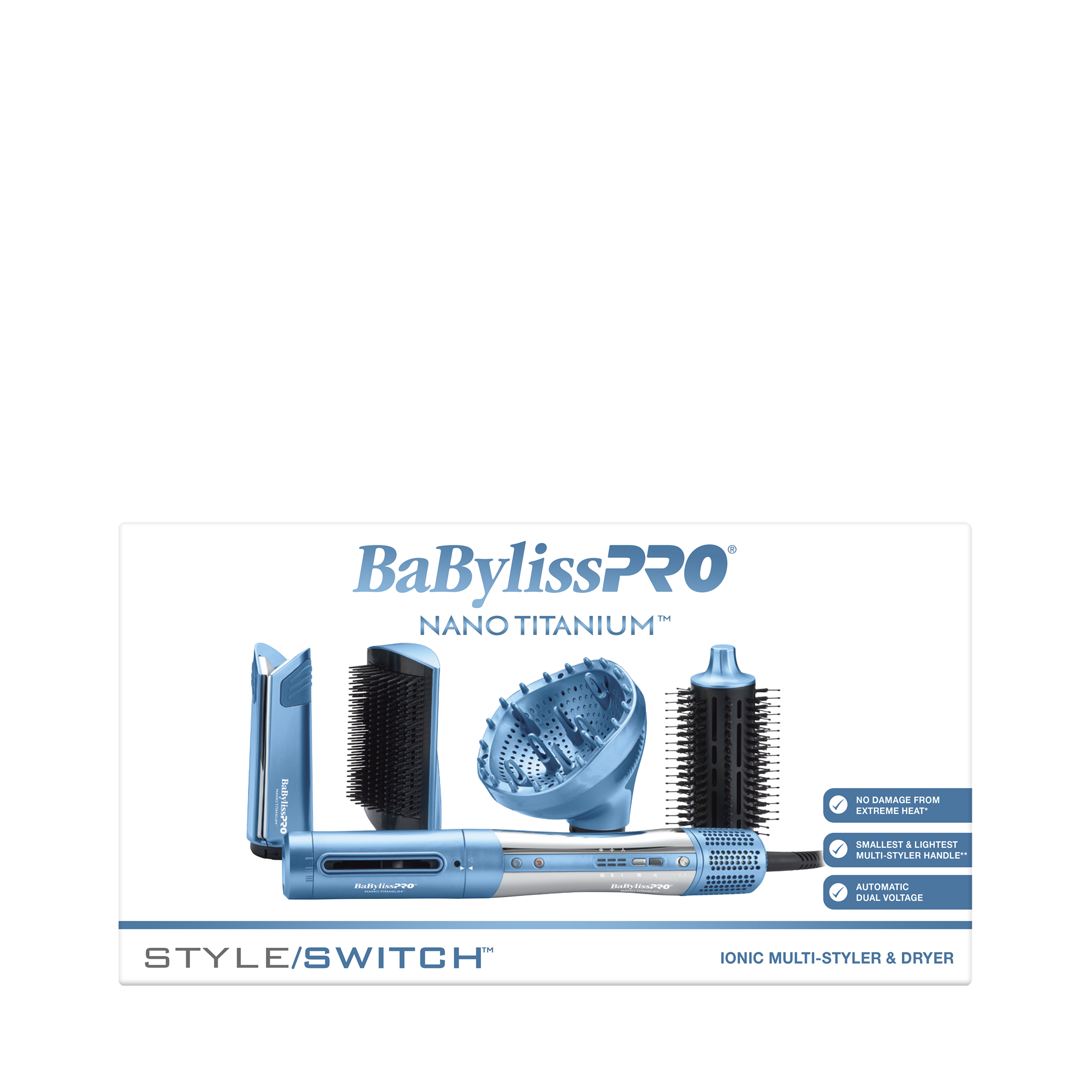 BaBylissPRO Nano Titanium Ionic Multi Styler & Hair Dryer - Professional Salon Quality Styling Tool for Curling, Straightening & Blow Drying at Home