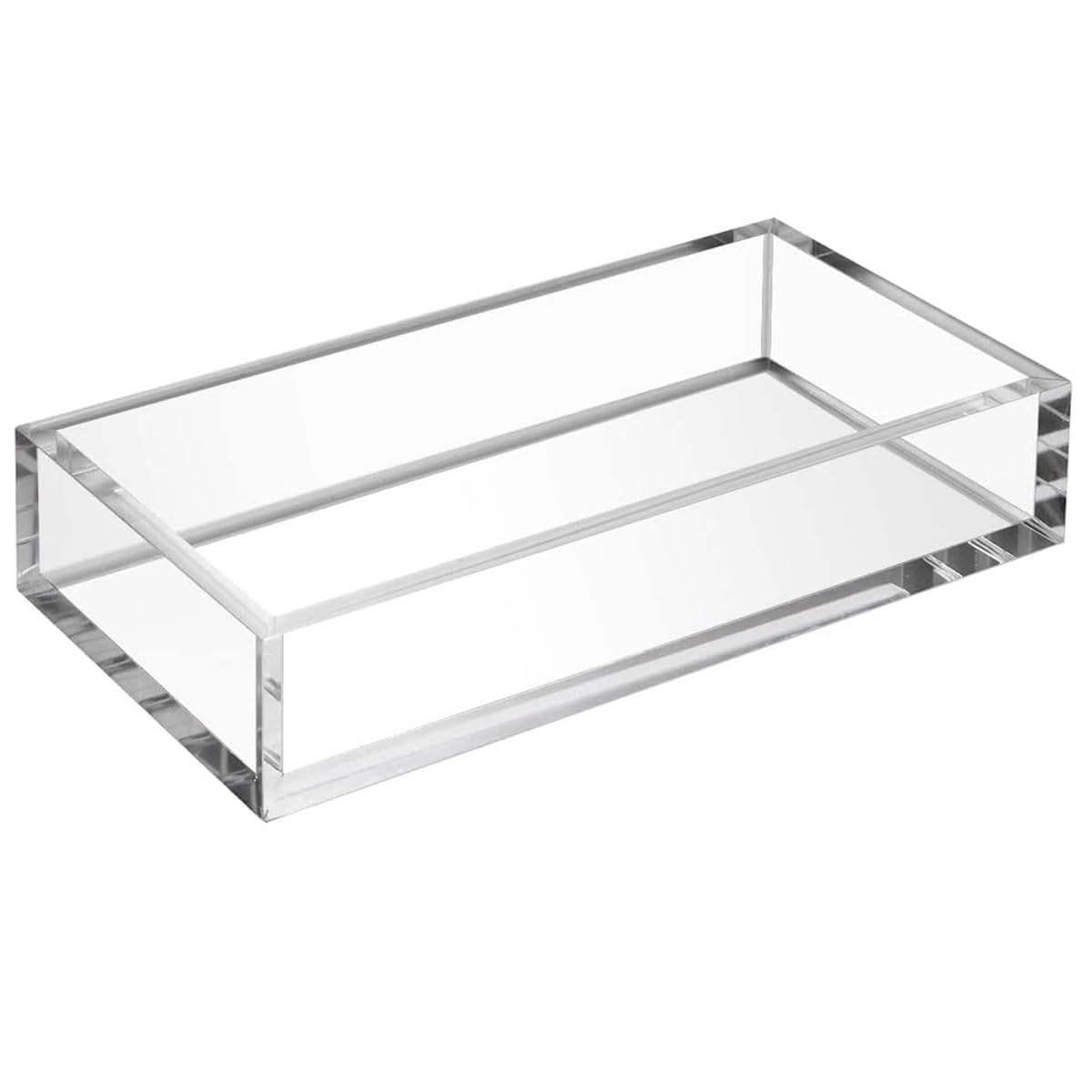HIIMIEI 8mm Thick Clear Acrylic Napkin Holder Tray - 8.5x4 Inches Guest Towel Organizer for Kitchen, Restaurant, Office & Party - Premium Cocktail Napkin Dispenser for Bathroom, Commercial Use & Home Decor