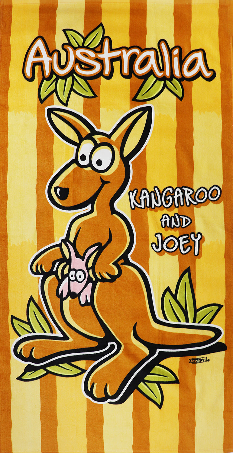 100% Cotton Australian Souvenir Beach Towel with Kangaroo Flag Design - Soft, Absorbent Bath Towel for Travel, Pool, Gym & Home Use - Perfect Gift for Aussie Lovers