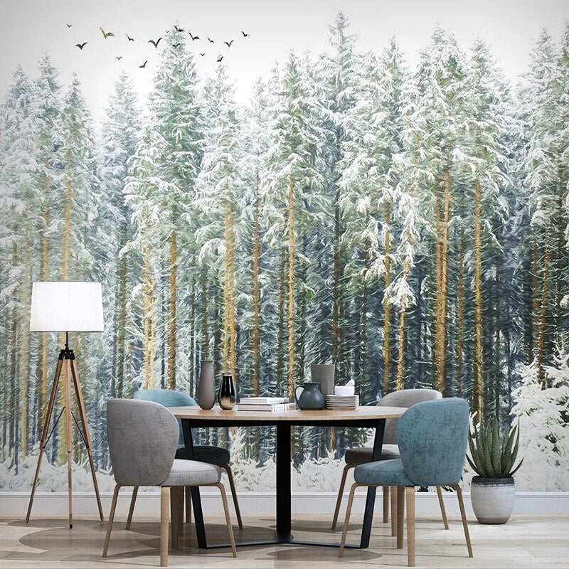 Nordic Forest Bird Scenery Wallpaper - Nature Inspired Peel and Stick Wall Mural for Living Room, Bedroom, Nursery Decor | Easy to Install & Removable Home Wall Art
