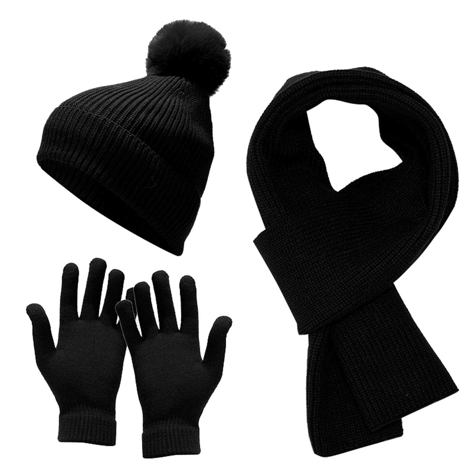 Windproof Knit Hat, Gloves & Scarf Set for Men & Women - Warm Winter Cycling, Skiing & Baseball Accessories - Cozy Cold Weather Gear for Outdoor Sports & Daily Use