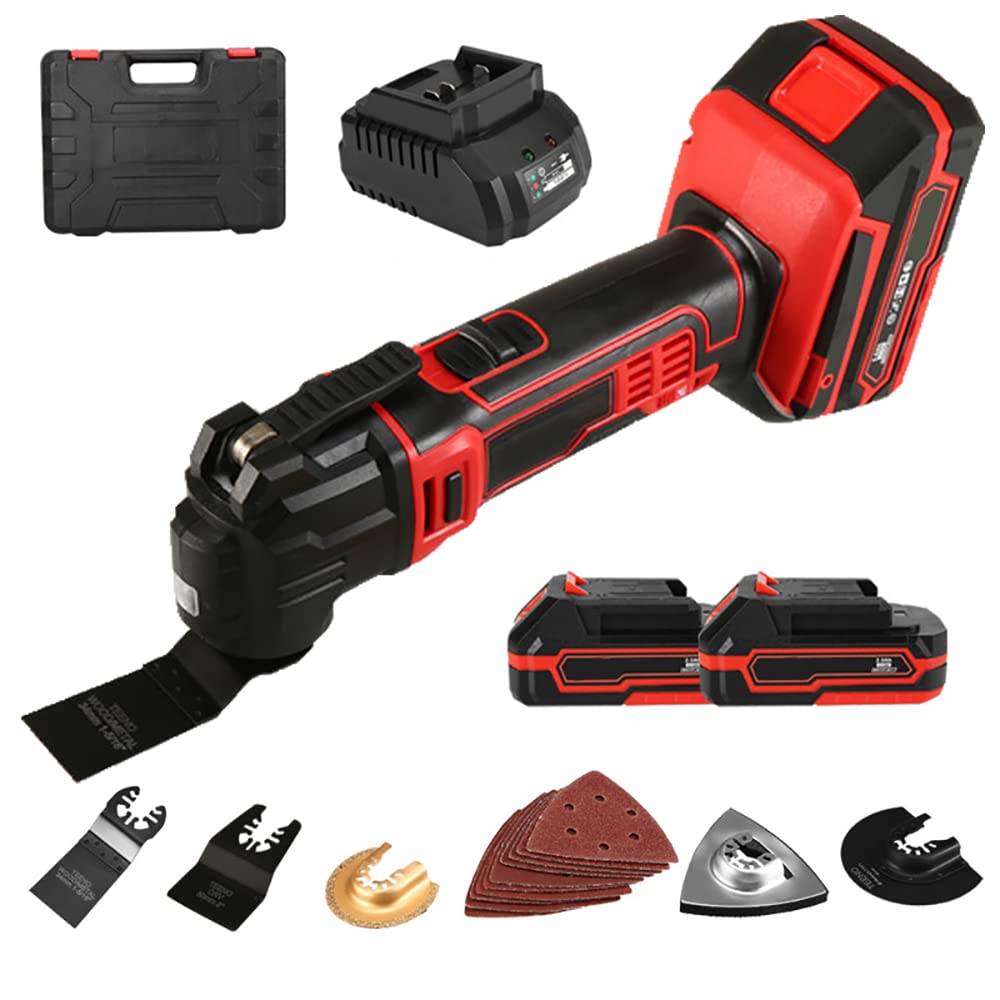 RSTJVBD 22000 OPM Cordless Oscillating Multi-Tool Kit with 15PCS Blades - 4.5° Angle, Li-Ion Battery Powered, 2 Batteries Included - Perfect for Cutting, Grinding, Sanding & DIY Home Renovation Projects