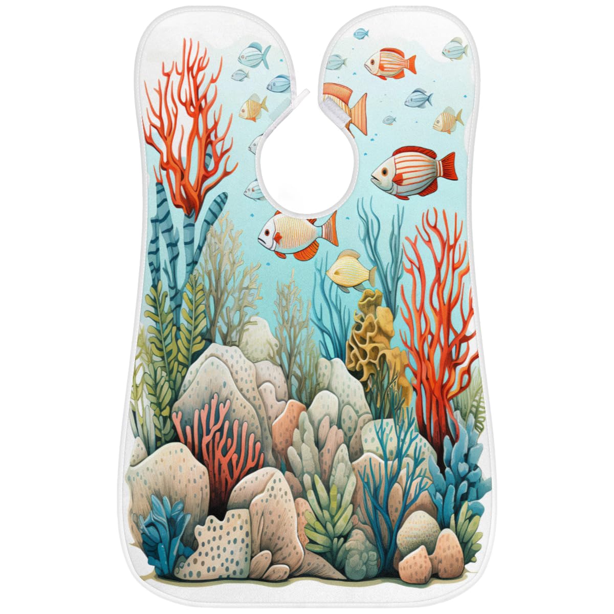 Cartoon Ocean Fish Beard Shaving Bib for Men - Waterproof Hair Dye Apron & Barber Cape for Haircut, Beard Trimming & Makeup - Sink Hair Catcher & Grooming Accessory (Great Gift for Barbers & Stylists) - Perfect for Home Haircuts, Salon Use & DIY Grooming