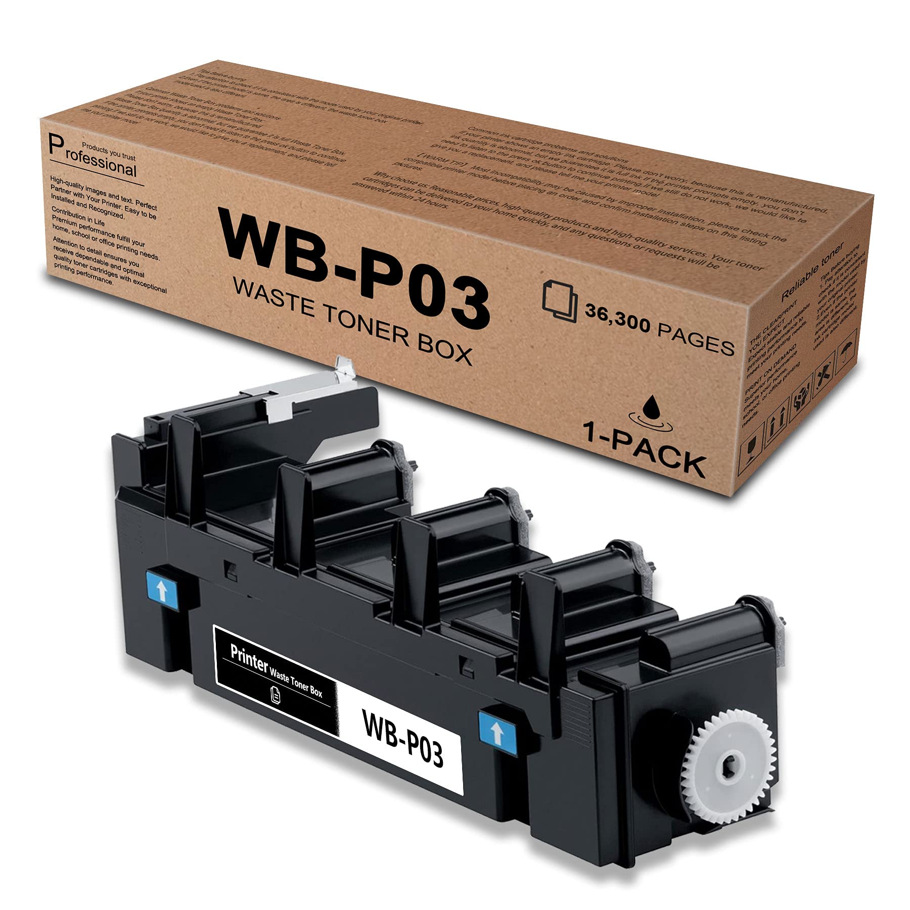 1 Pack WB-P03 Compatible Waste Toner Box Replacement for Konica Minolta Bizhub C25/C35/C35P/C3100P/C3110 & Magicolor 3730DN/4750DN/4750EN Printers - Ideal for Office Printing & High-Volume Copying Needs