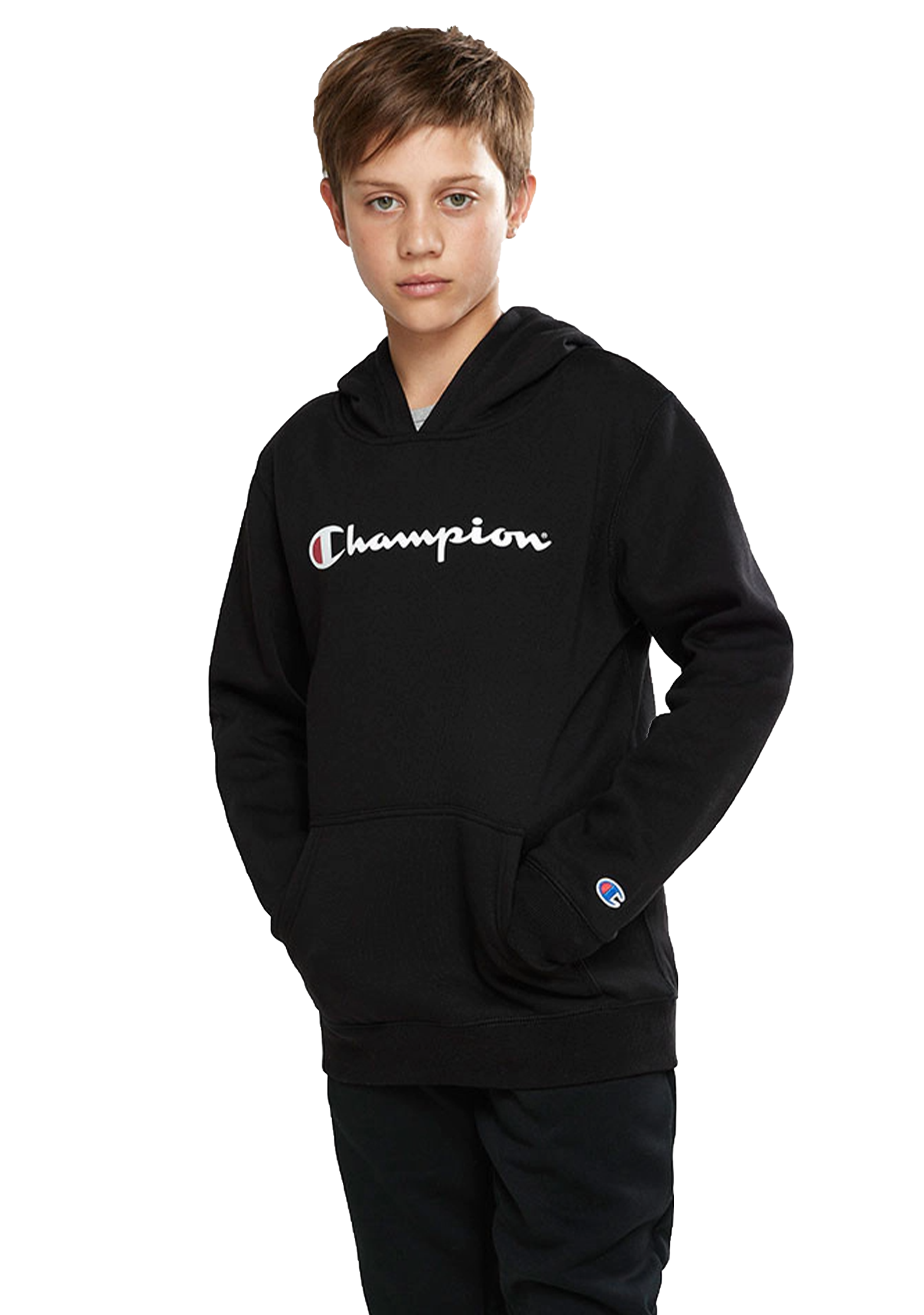 Champion Junior Script Hoodie - Soft Cotton Pullover for Boys & Girls | Cozy Casual Wear for School, Play & Everyday Comfort