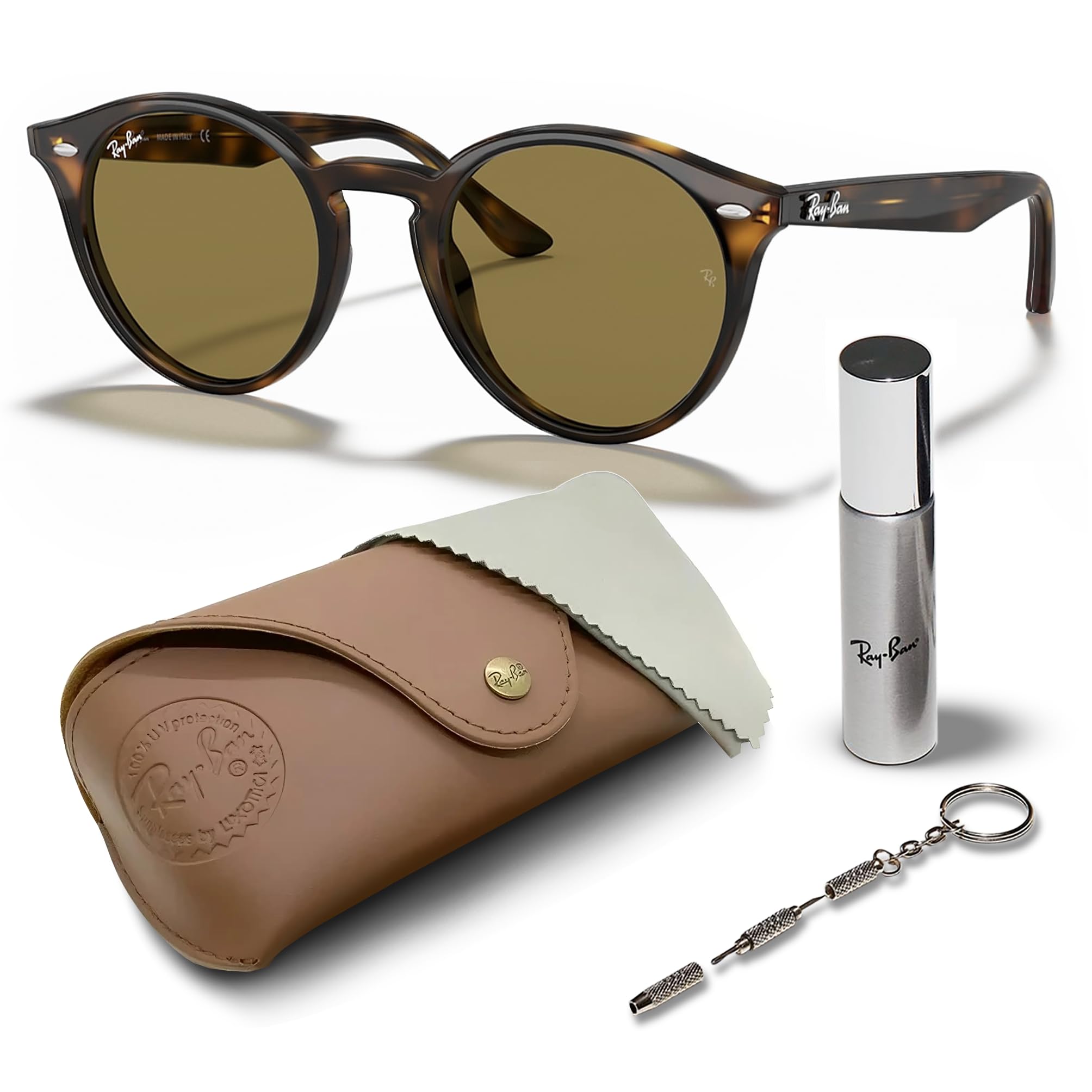 Ray-Ban RB2180 Round Sunglasses for Men & Women - Classic Polarized UV Protection Lenses with Eyewear Kit - Perfect for Driving, Beach & Outdoor Activities