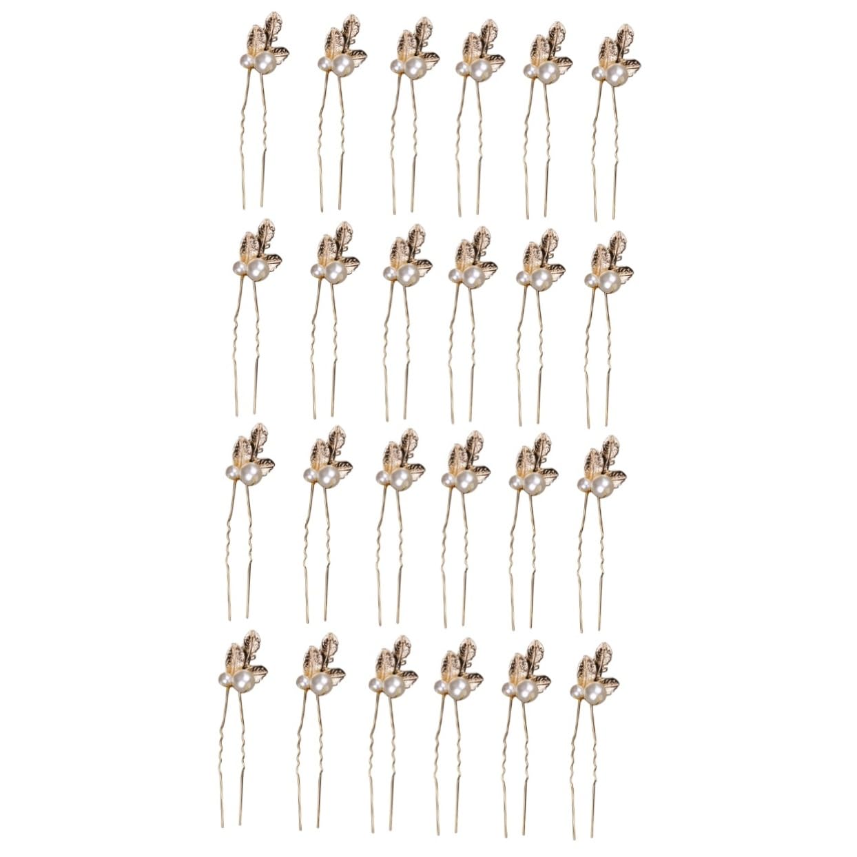 24 Pcs Gold Leaf Hair Clips Set - Pearl Rhinestone U-Shaped Hairpins for Wedding Bridal Party Accessories | Elegant Hair Styling for Brides, Prom, Formal Events & Special Occasions