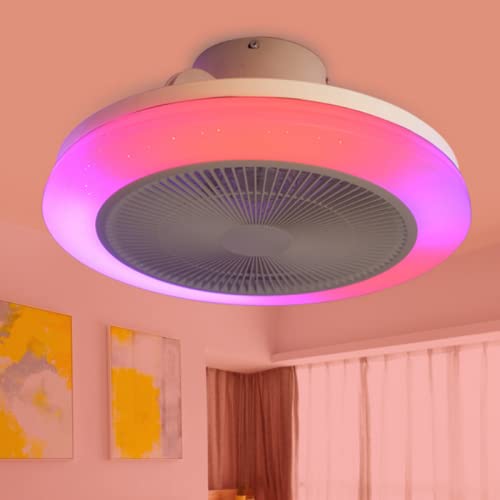 RGB Bluetooth Ceiling Fan with Color Changing Lights & Remote Control - 48cm Smart Fan with Built-in Speaker for Bedroom, Living Room, and Outdoor Use