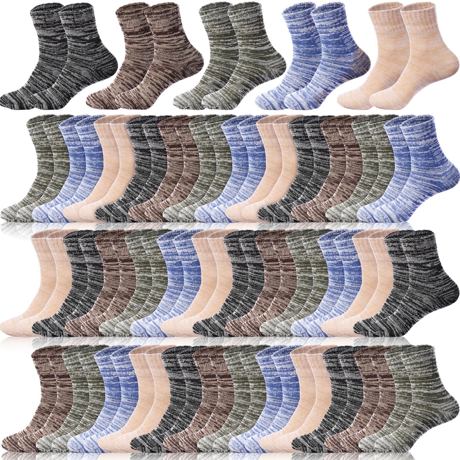 80 Pairs Wool Winter Socks Bulk - Warm Thermal Knitted Socks for Women & Men - Vintage Style Thick Socks - Perfect for Cold Weather, Gifts & Donations to Homeless Shelters